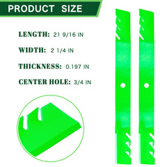 TENGMUJX mower blades 21-5/8 inch length side view