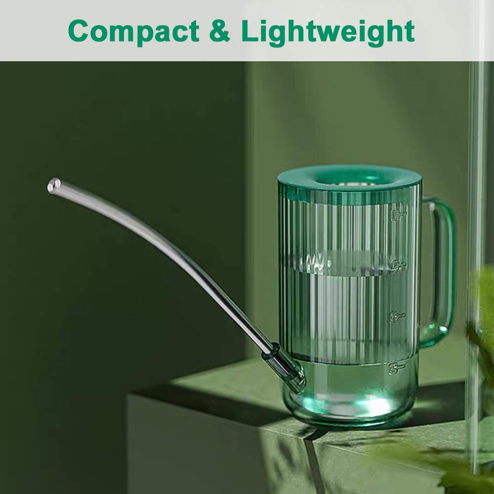 Tennedriv Green Small Watering Can on a shelf with plants