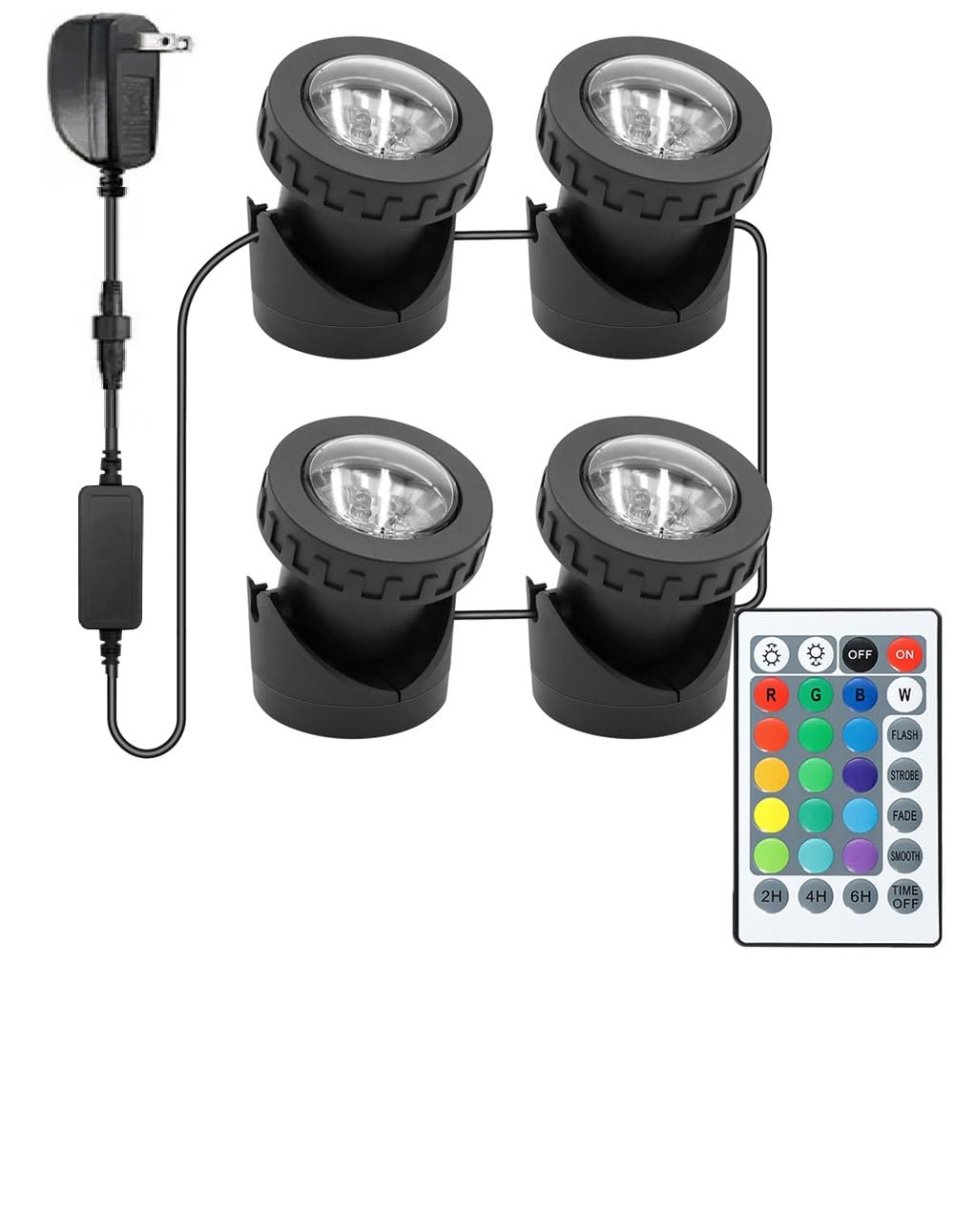 TENSUL pond lights set with four RGB lights in black