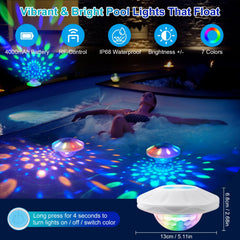 TEPENAR floating lights in a garden setting at night