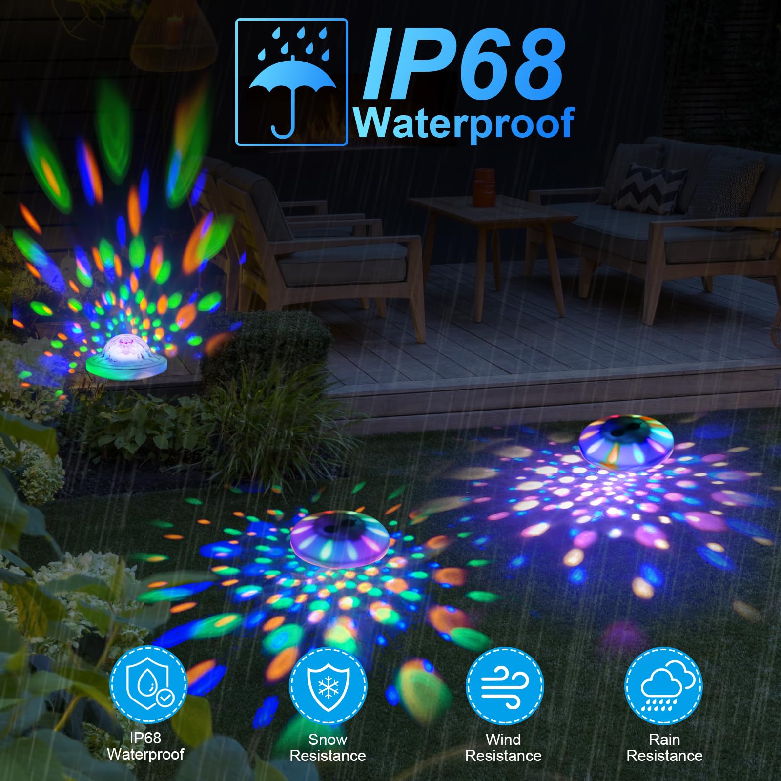 TEPENAR pool lights on water surface with remote control