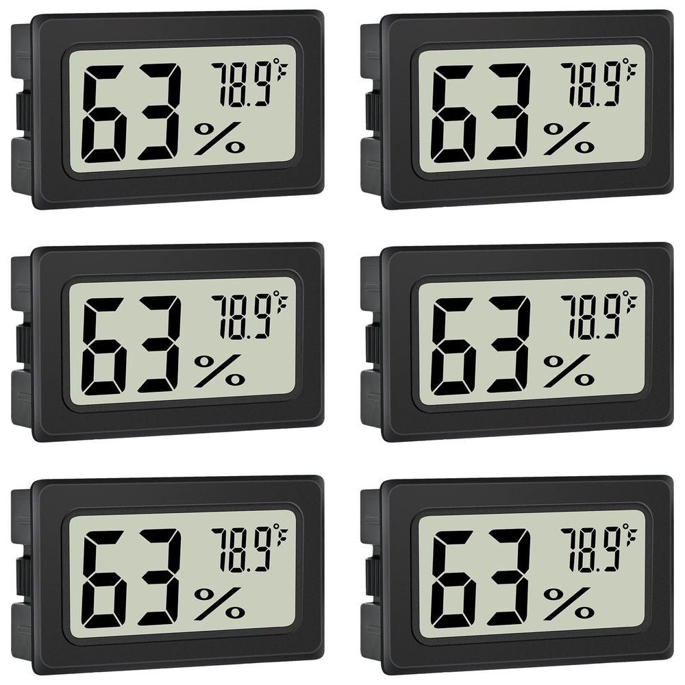 TeqyAqs Indoor Thermometer Black front view