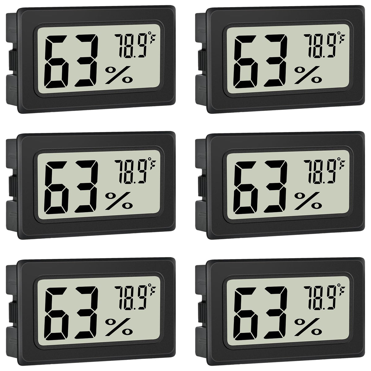 TeqyAqs Indoor Thermometer Black front view