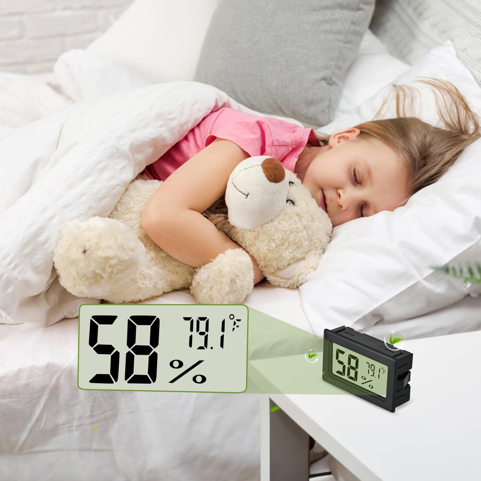 TeqyAqs Indoor Thermometer Black with battery included