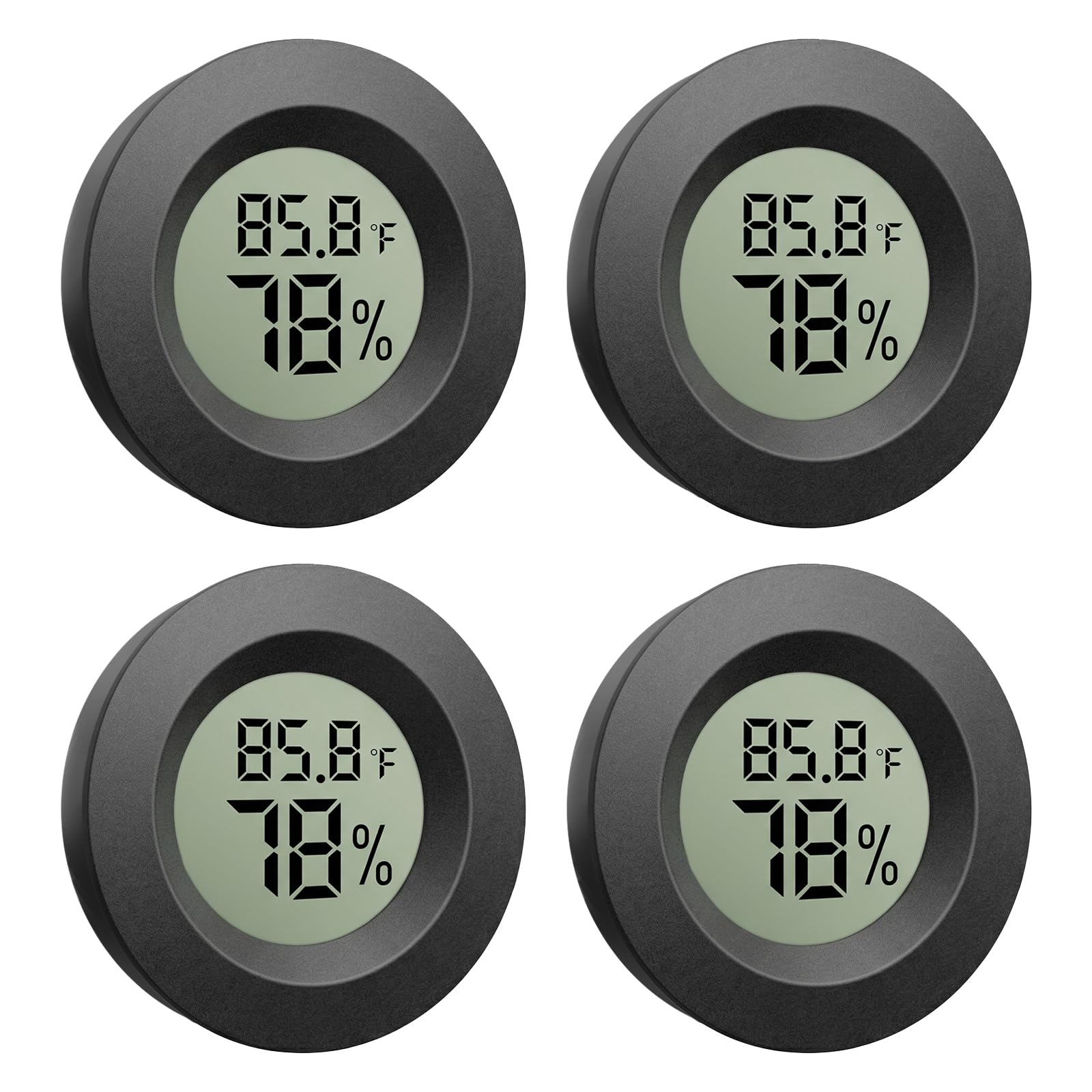 TeqyAqs Mini Hygrometer Thermometer front view, black