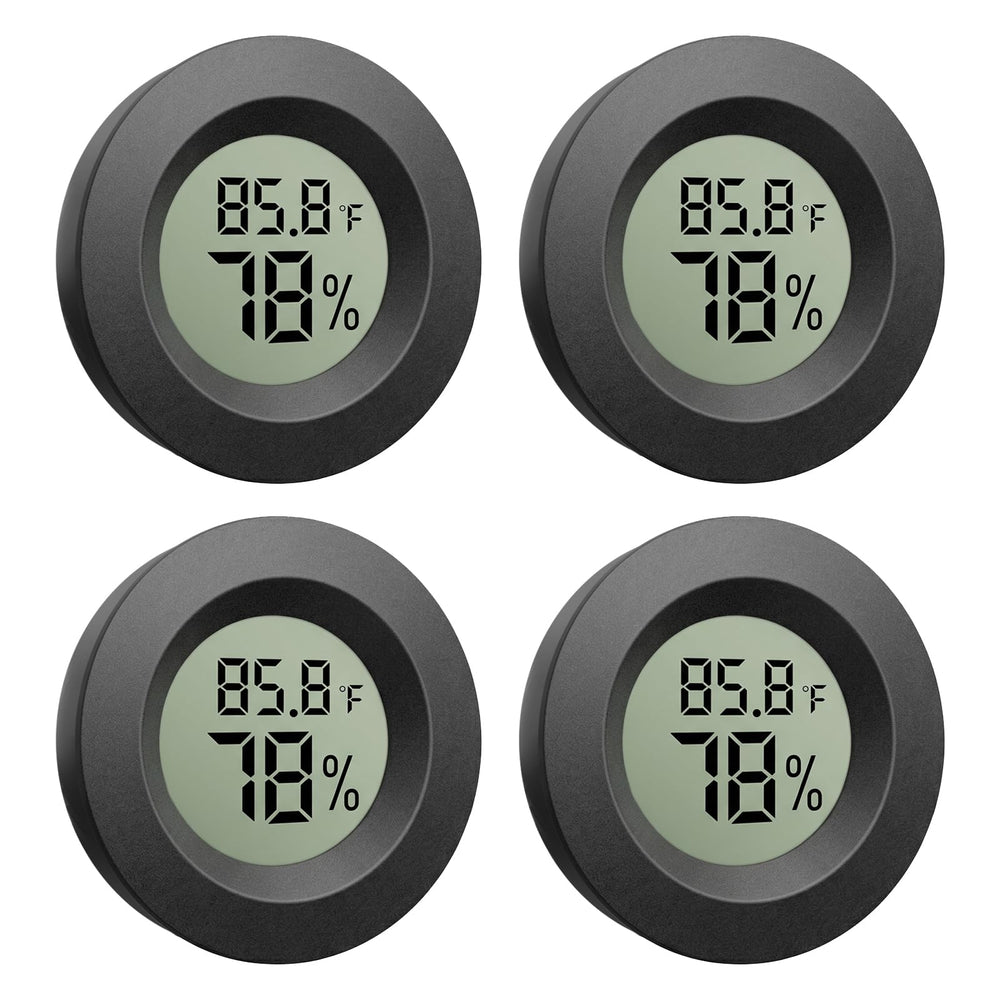 TeqyAqs Mini Hygrometer Thermometer front view, black