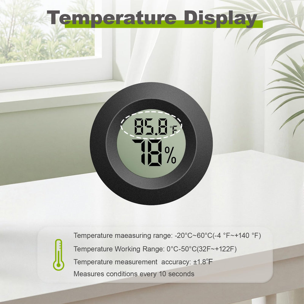 TeqyAqs Mini Hygrometer Thermometer side view with dimensions