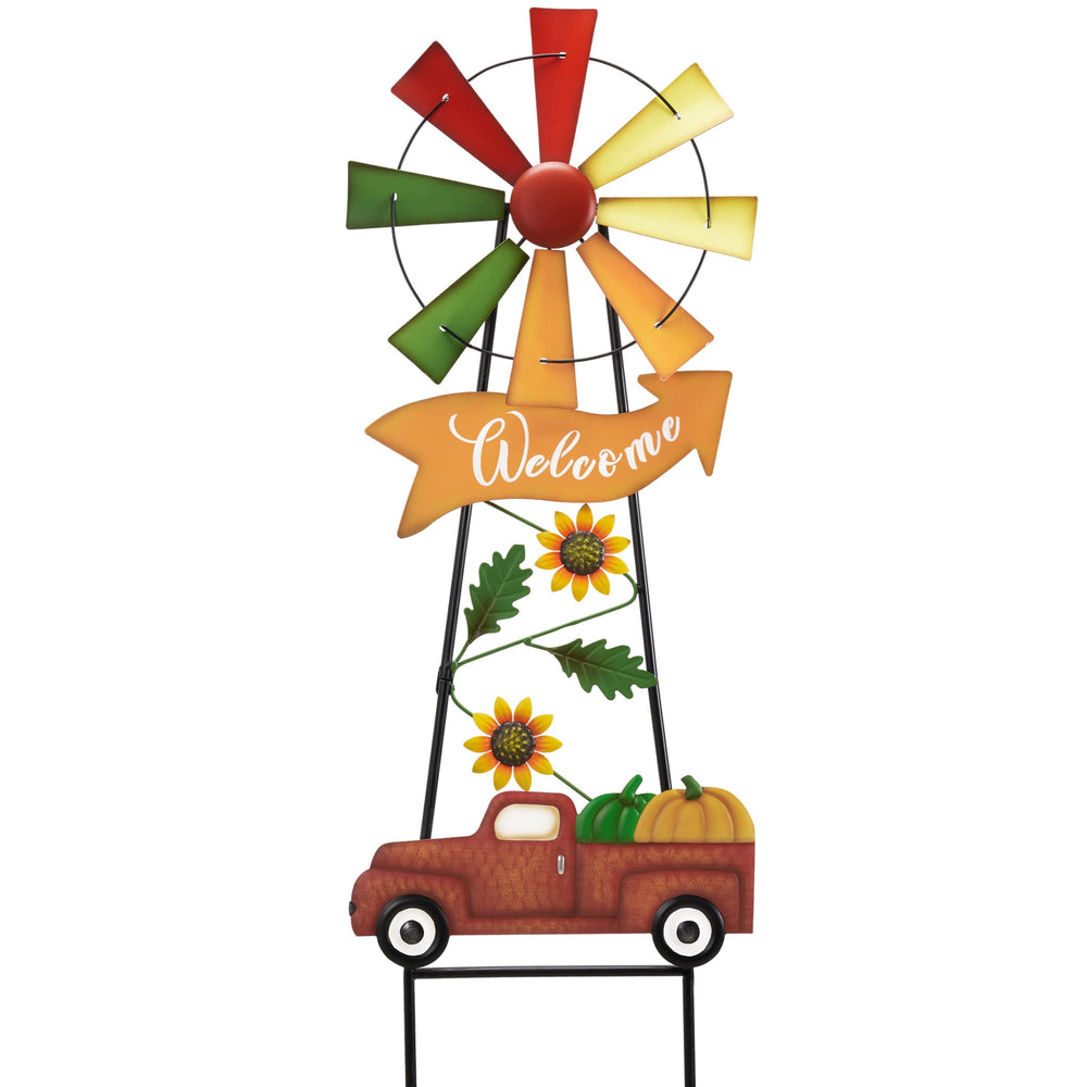 TERESA'S COLLECTIONS 26-inch fall wind spinner with pumpkins and sunflowers