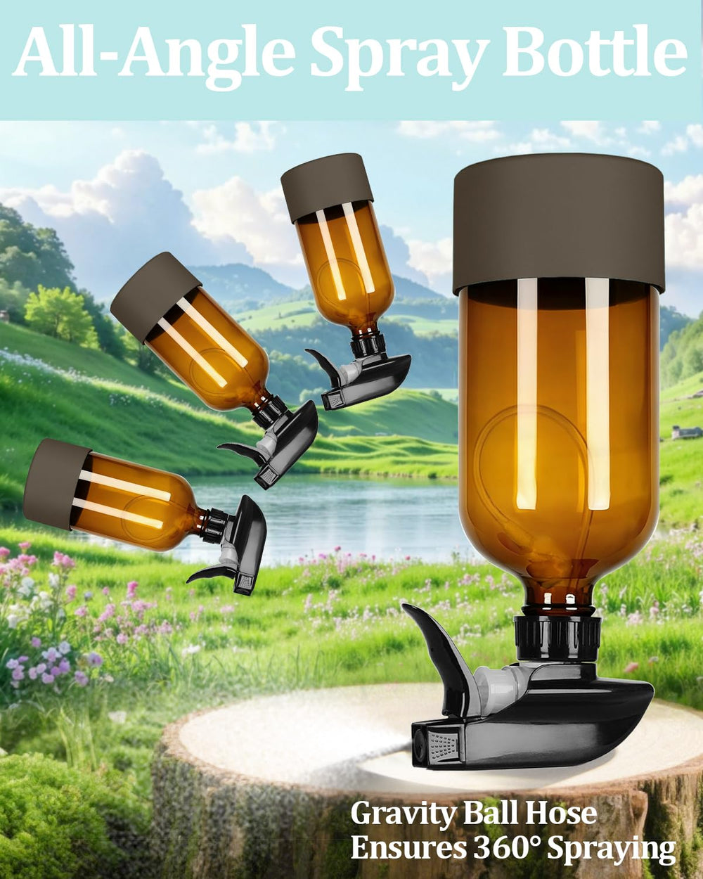 TERESRY 360° glass spray bottle being used to water plants