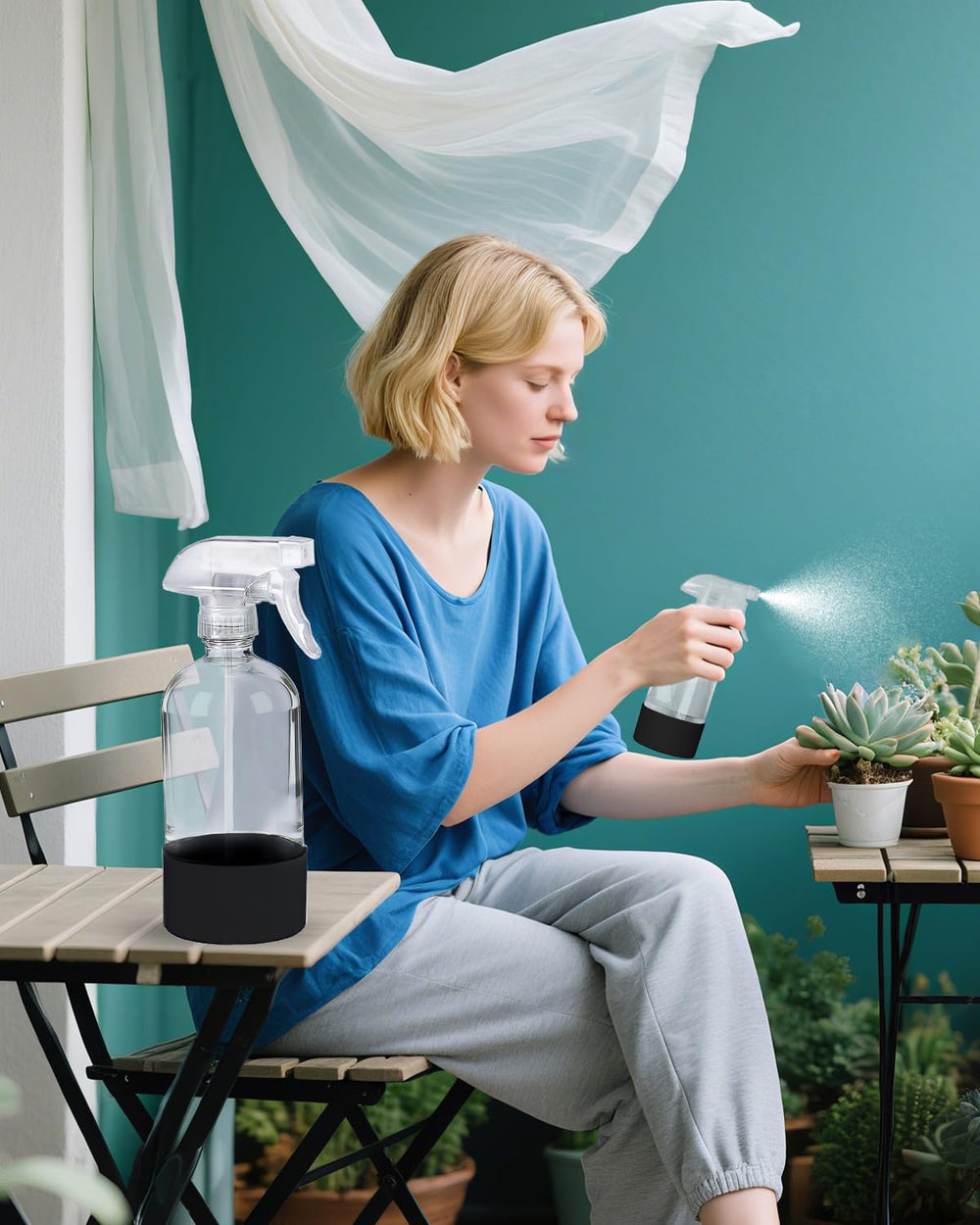 TERESRY 360° Glass Spray Bottle in use for gardening