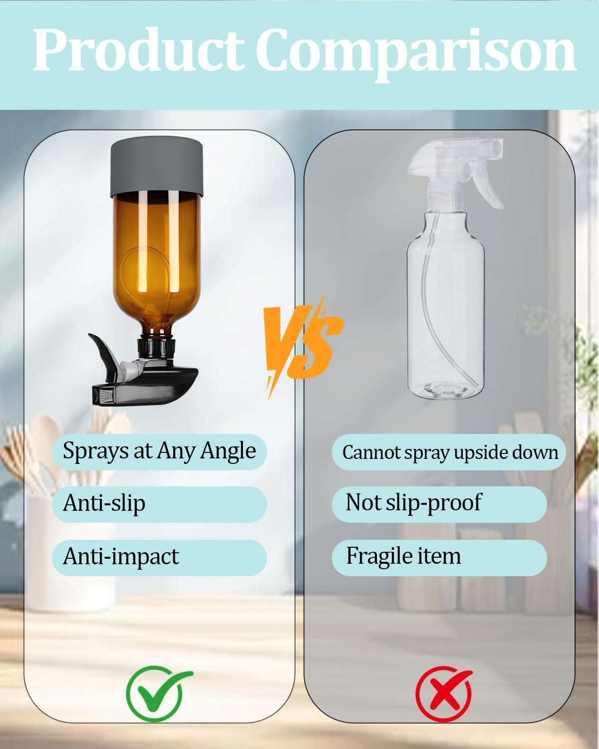 TERESRY 360° Glass Spray Bottle with adjustable nozzle close-up