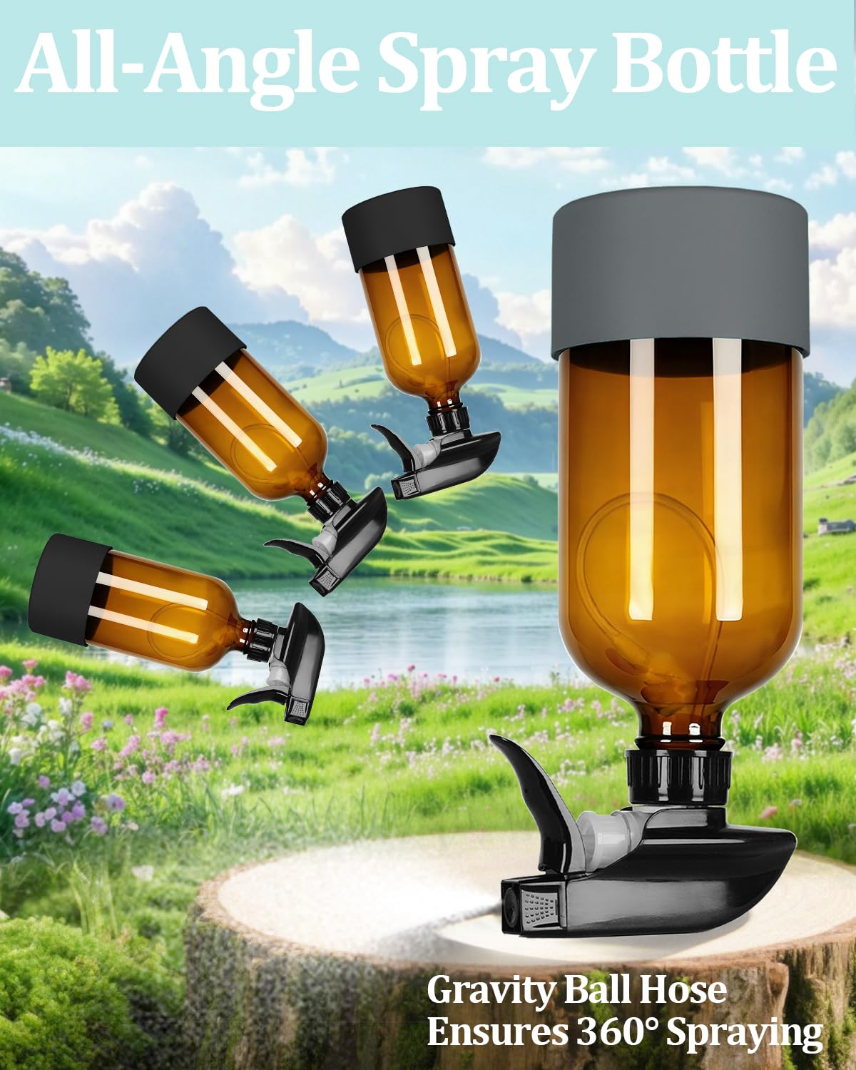 TERESRY 360° Glass Spray Bottle with cleaning solutions