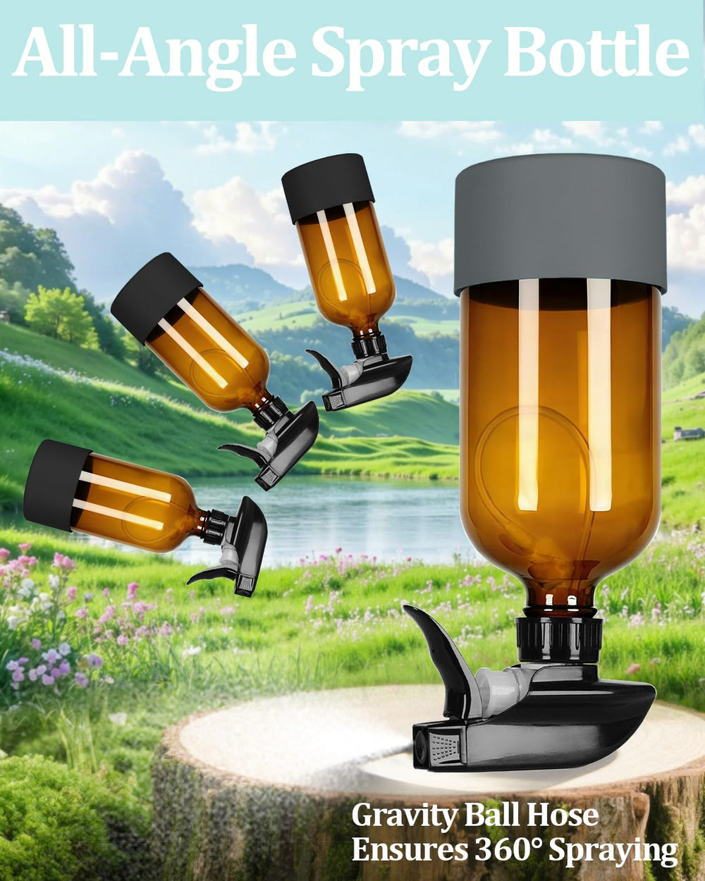 TERESRY 360° Glass Spray Bottle with cleaning solutions