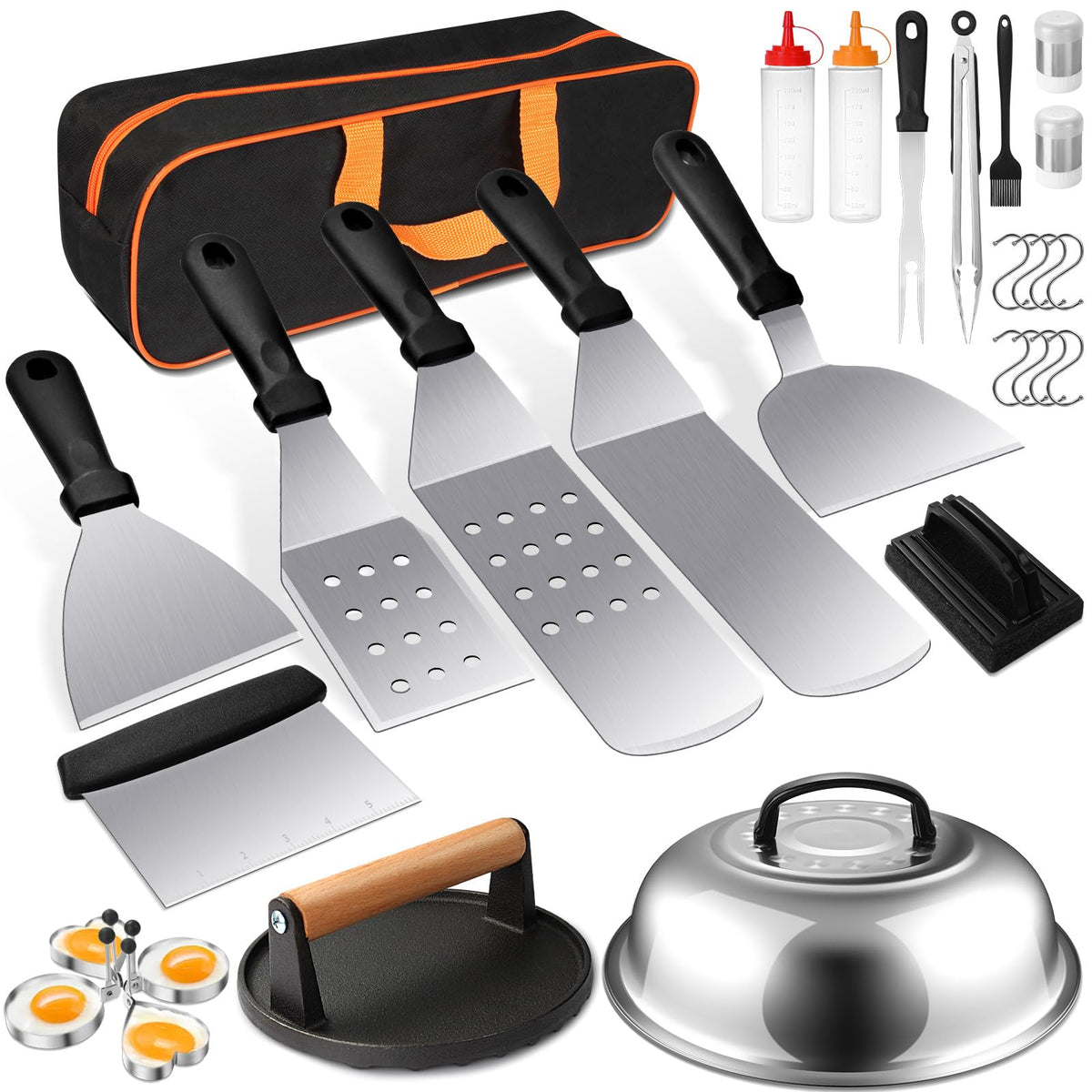 Terlulu 29 PCS Griddle Accessories Kit with tools laid out