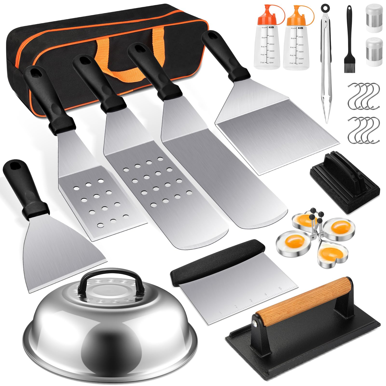 Terlulu Griddle Accessories Kit 28 pieces set including spatulas and press