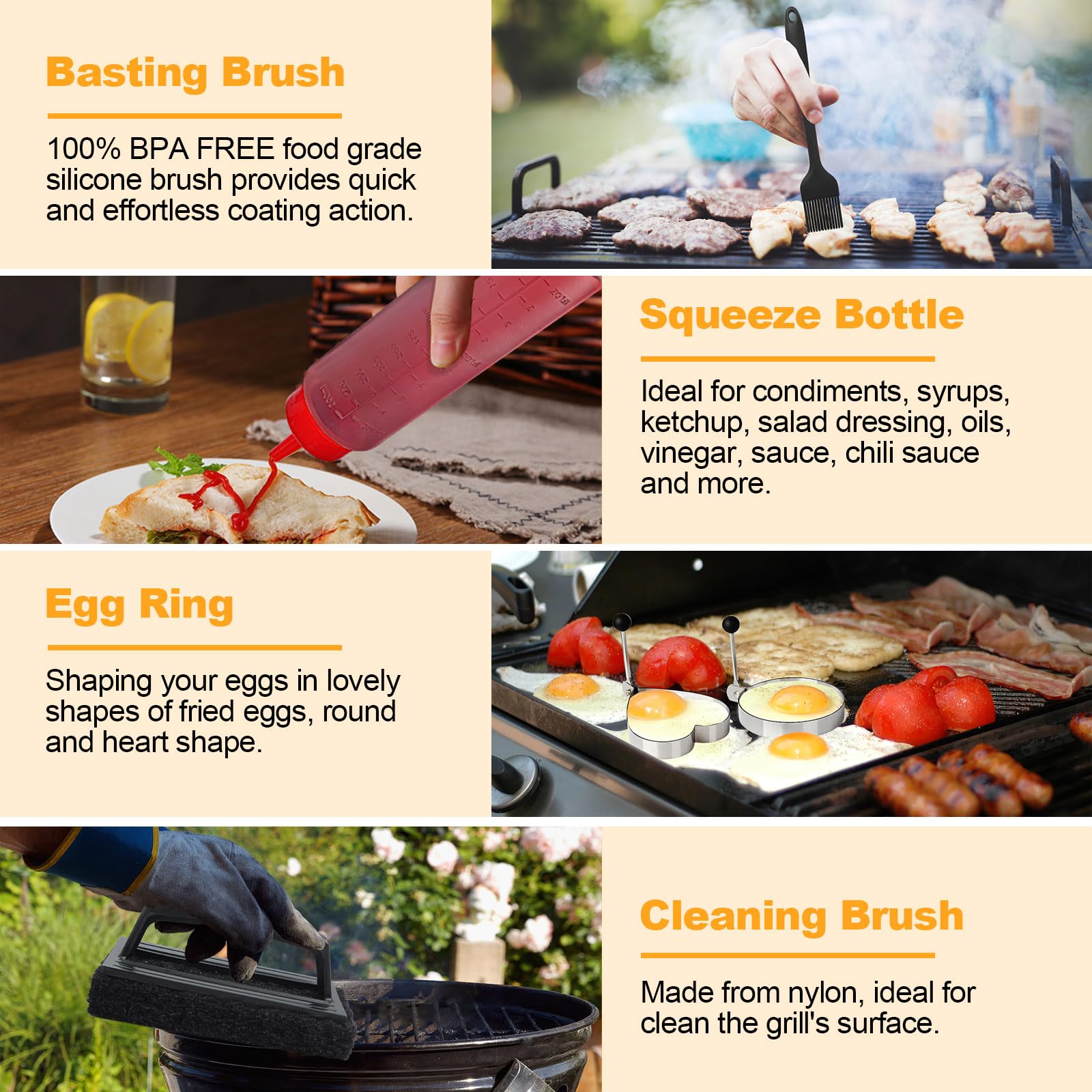 Terlulu griddle accessories with cleaning brush and spice shakers
