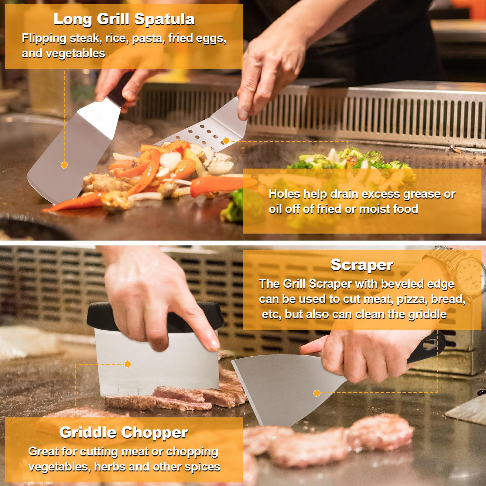Terlulu grilling tools set including spatulas and tongs