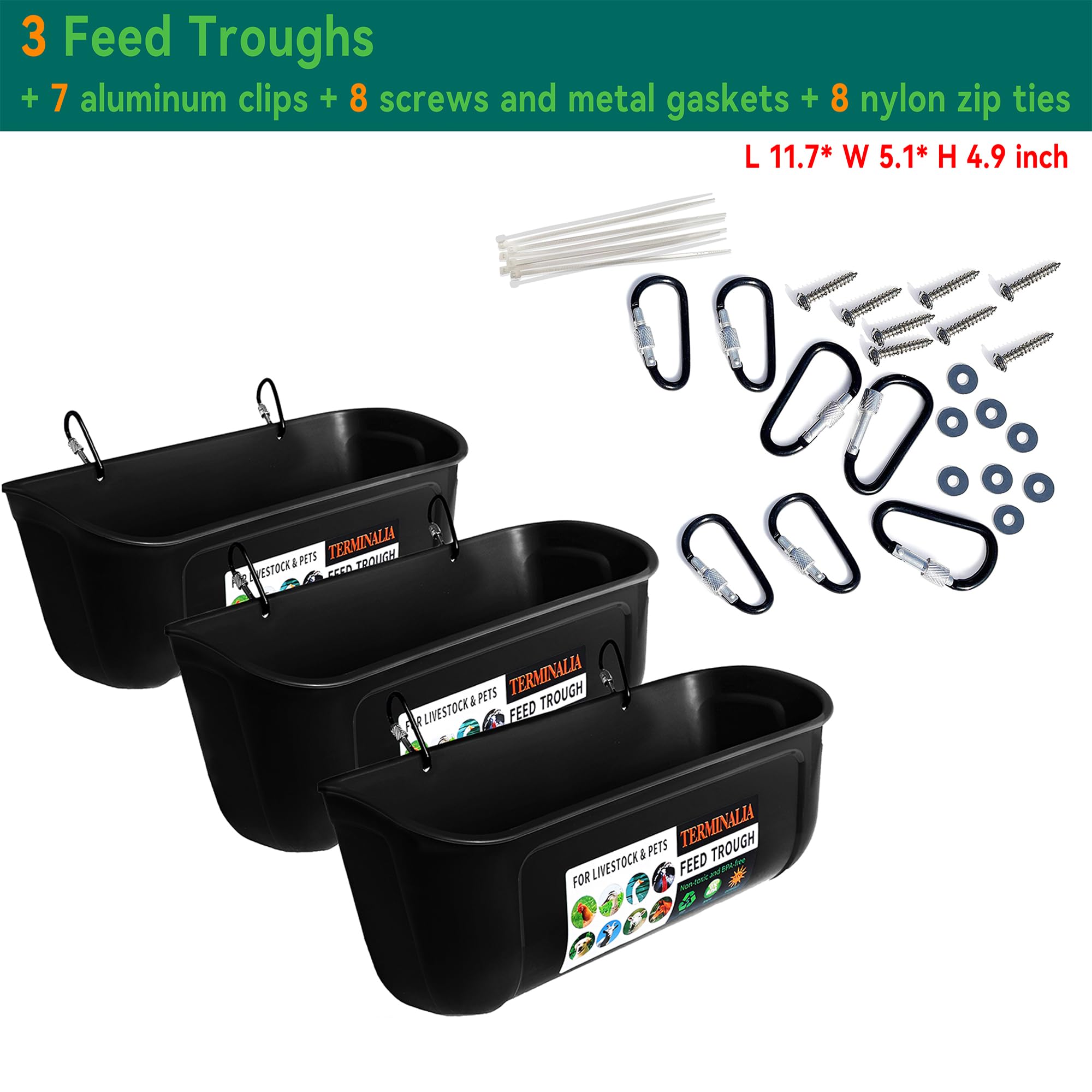 Terminalia Poultry Feeder showing mounting clips and zip ties