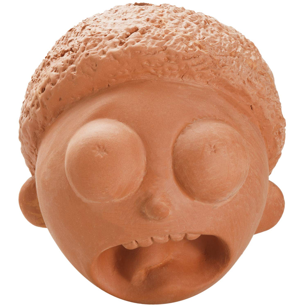 Terracotta planter Chia Pet Morty side view