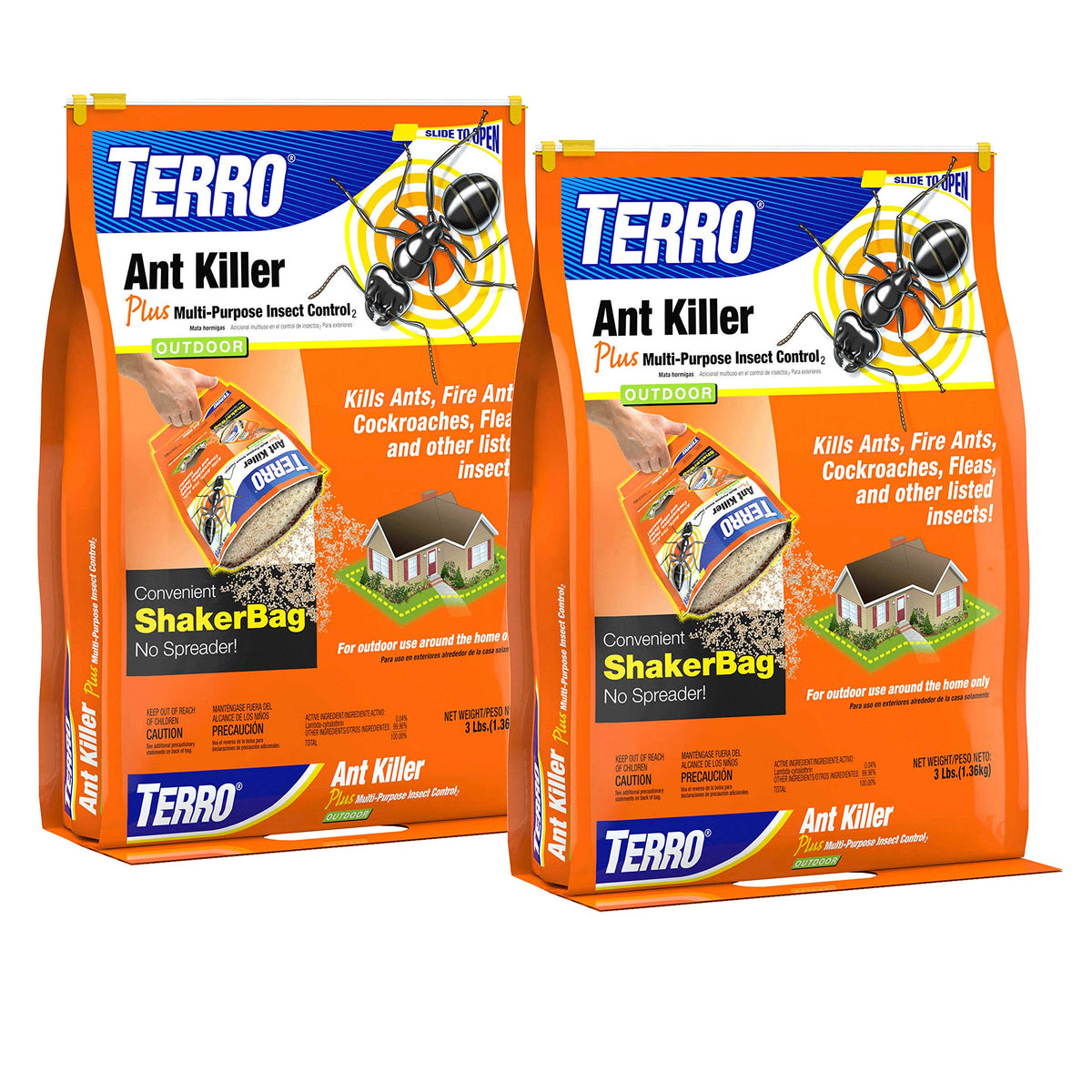 Terro Ant Killer Plus 2 Pack granules in shaker bag