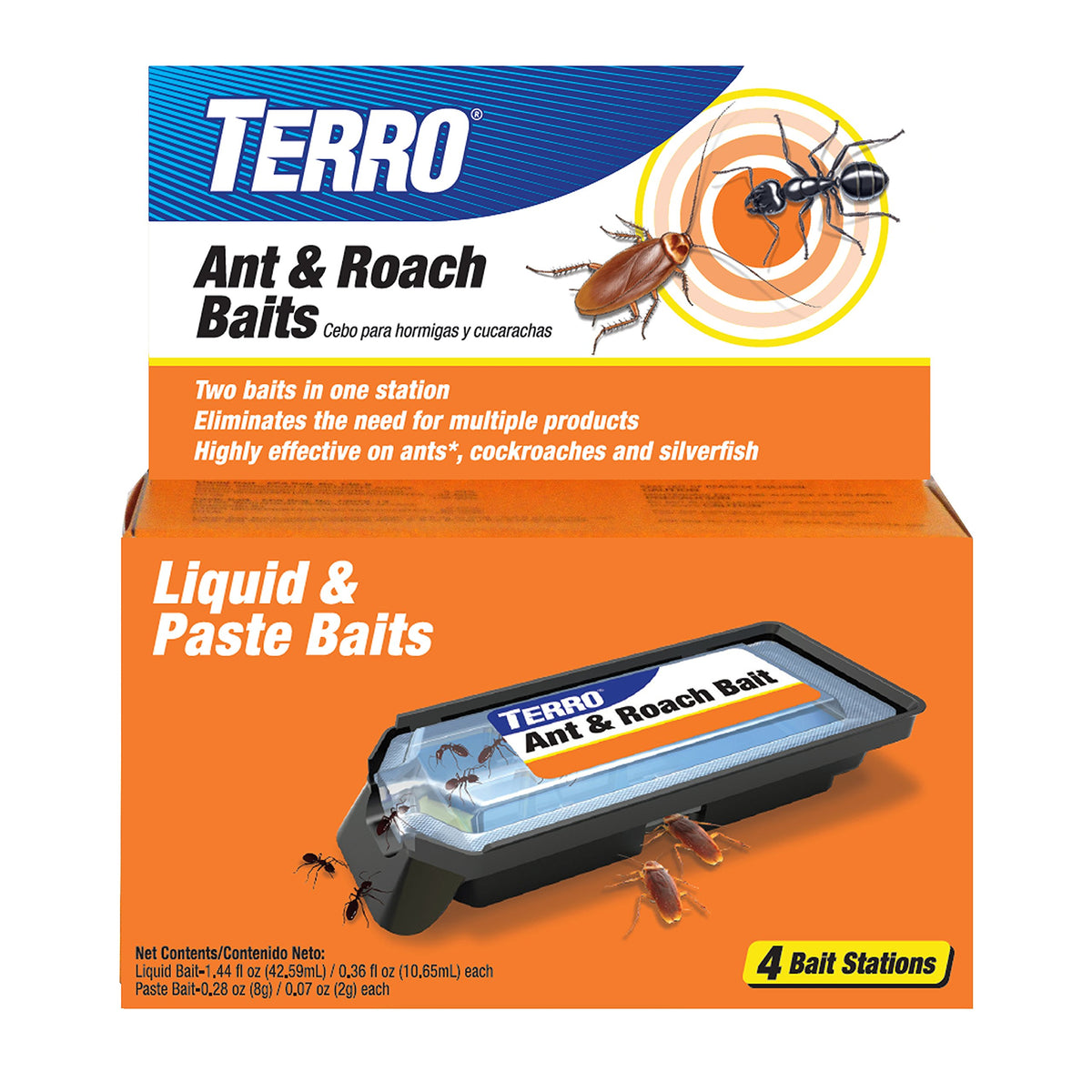 Terro Ant & Roach Bait 4-Pack front view with packaging