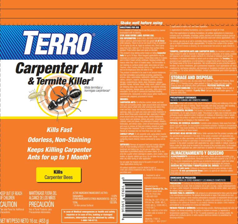 Terro Carpenter Ant & Termite Killer Spray close-up of label