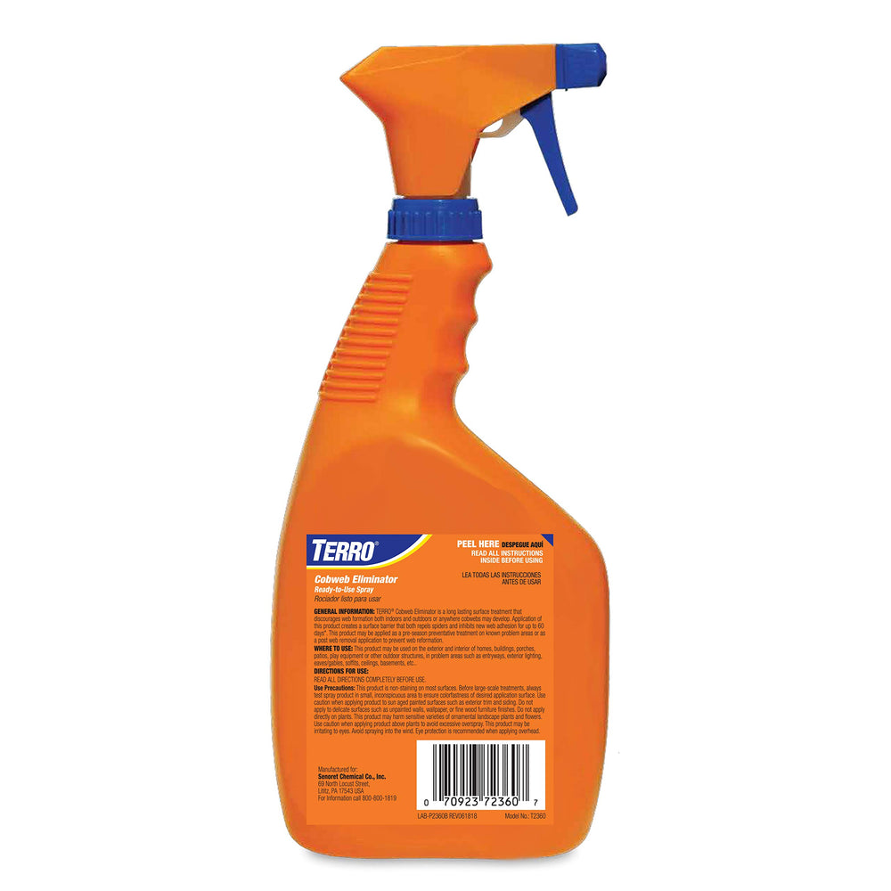 Terro Cobweb Eliminator Spray in use around porch lights