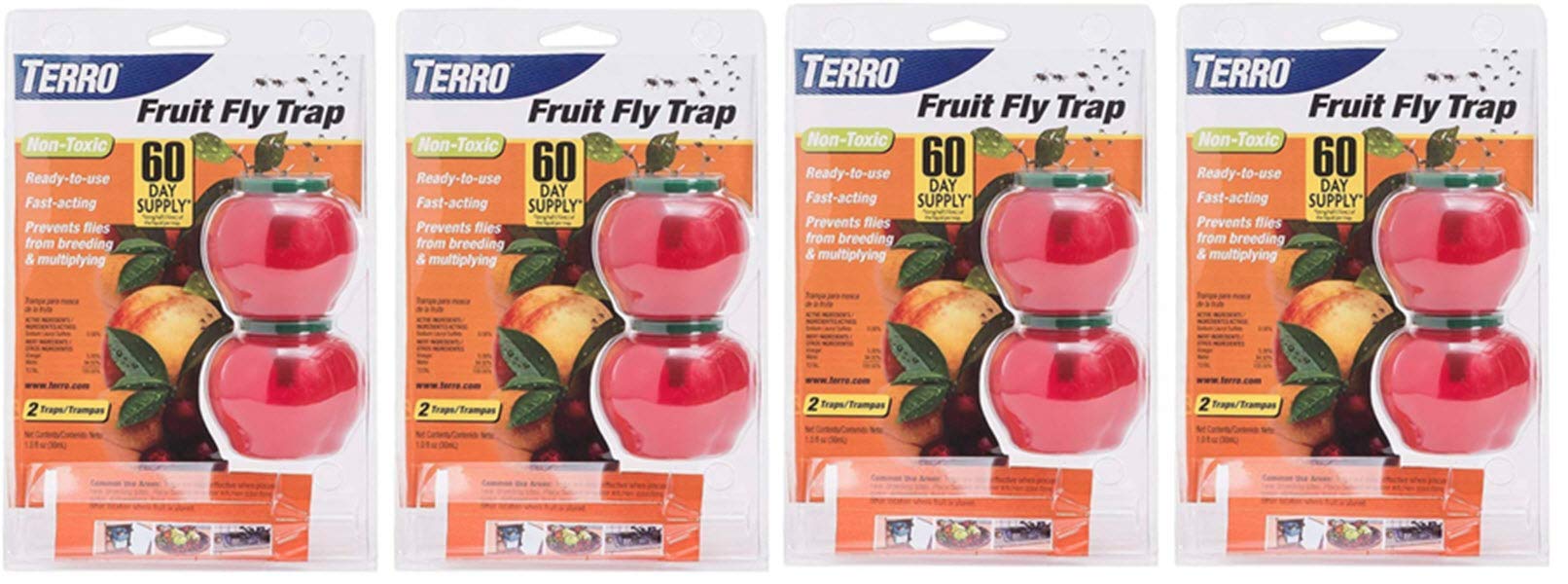 Terro Fruit Fly Trap in red apple shape, front view