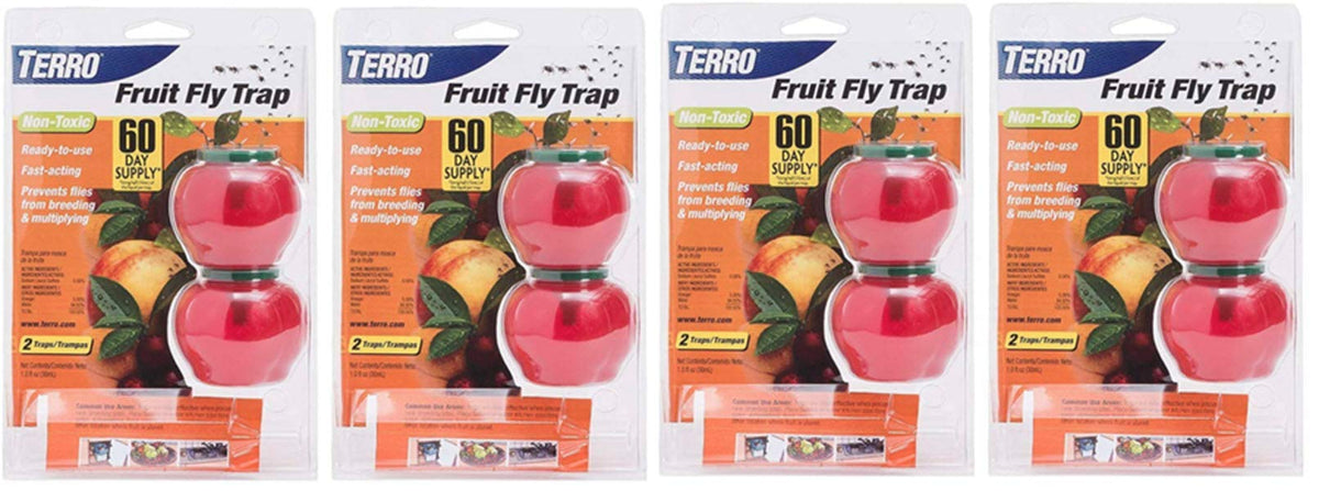 Terro Fruit Fly Trap in red apple shape, front view