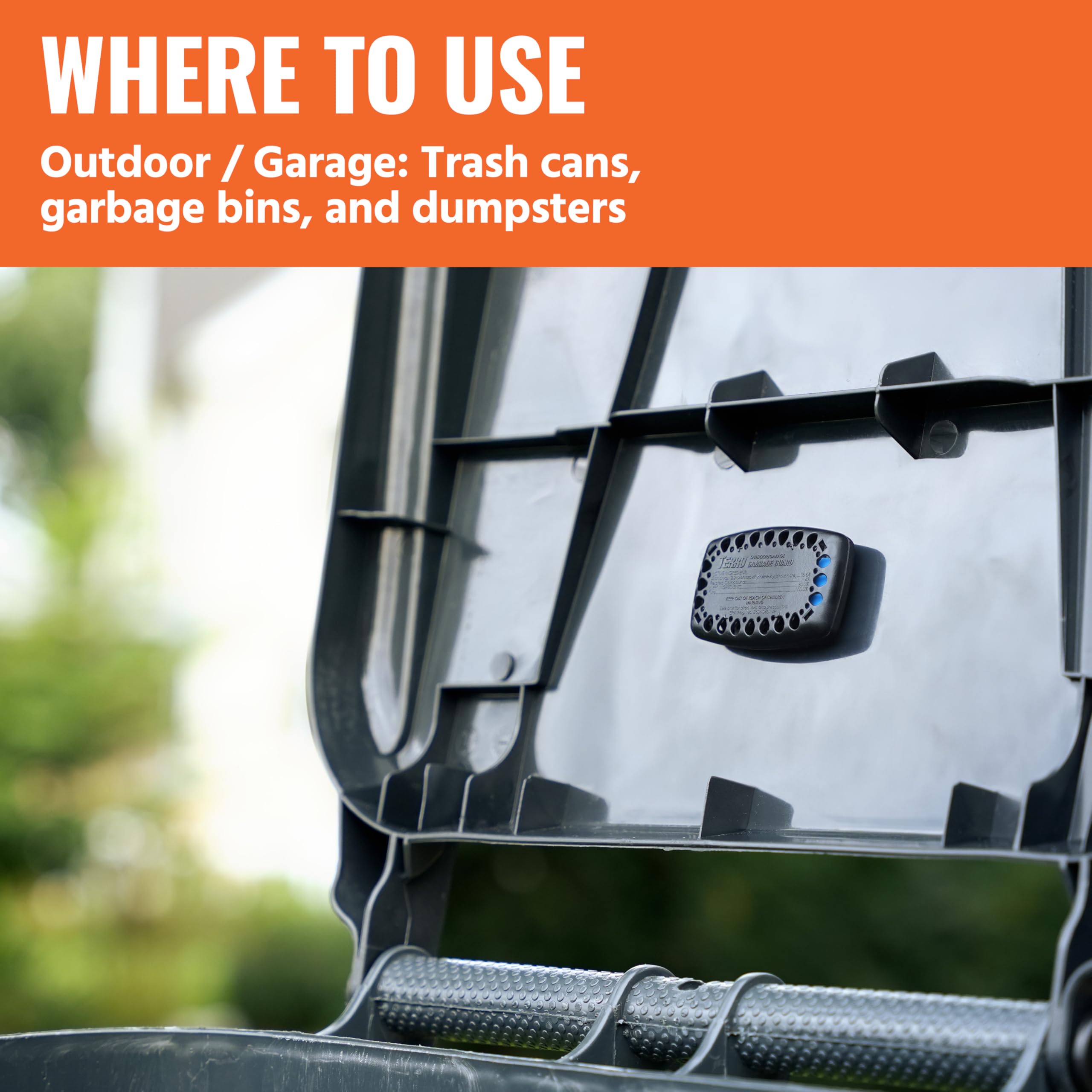 Terro Garbage Guard on outdoor trash bin