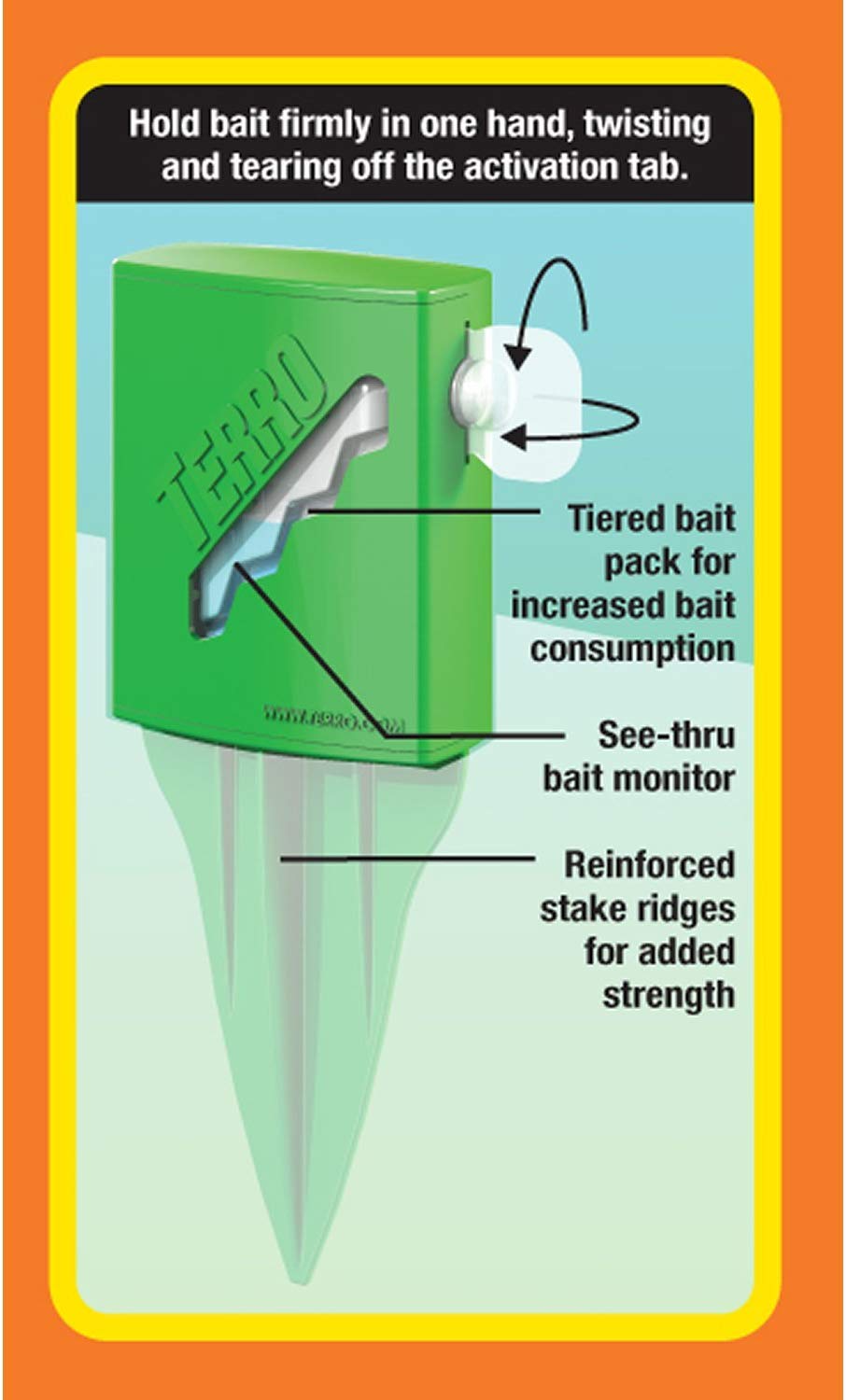 Terro Outdoor Liquid Ant Bait Stakes with see-through bait monitor
