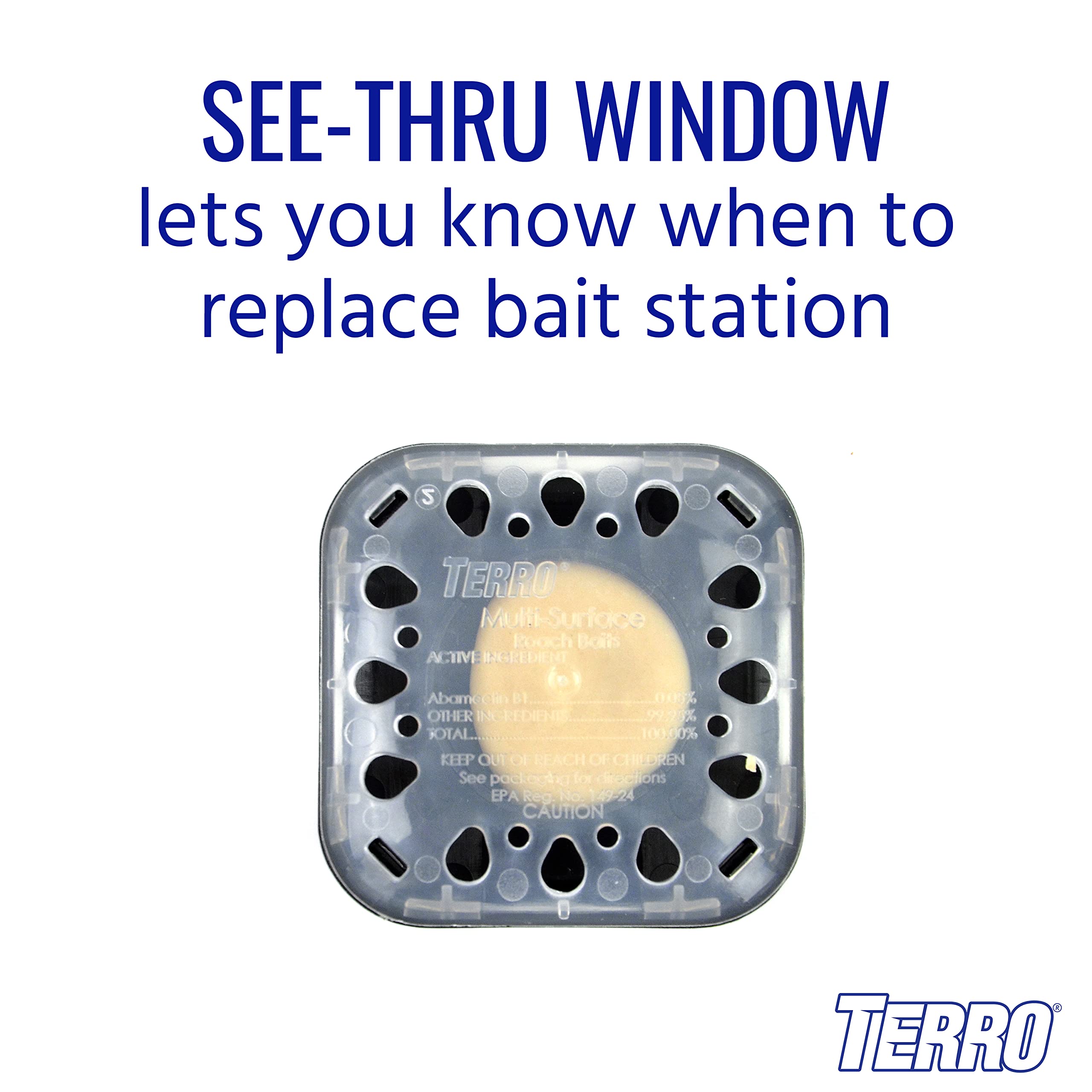 Terro roach bait station placed under kitchen cabinet