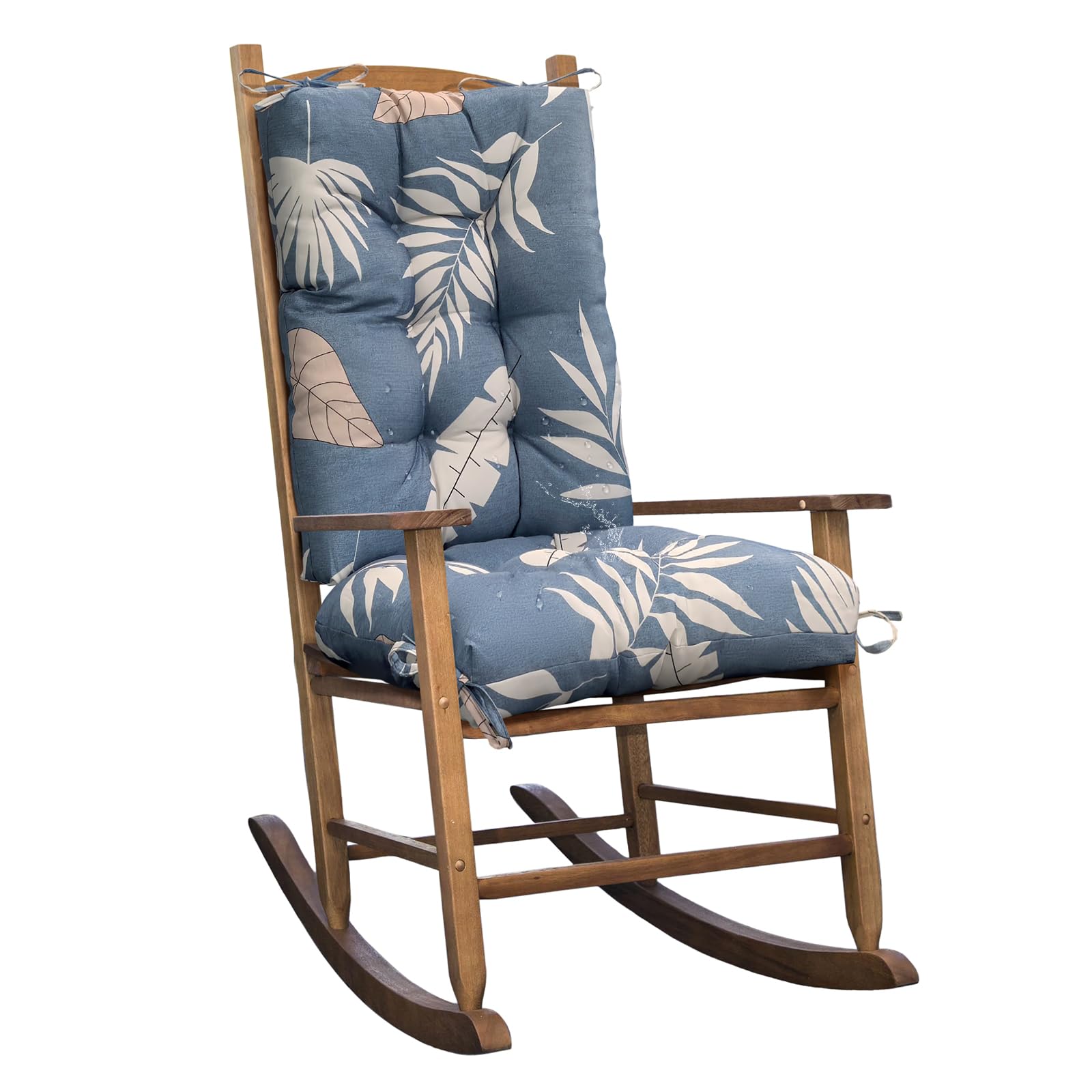 TESICA Blue Grey Patio Rocking Chair Cushion Set front view