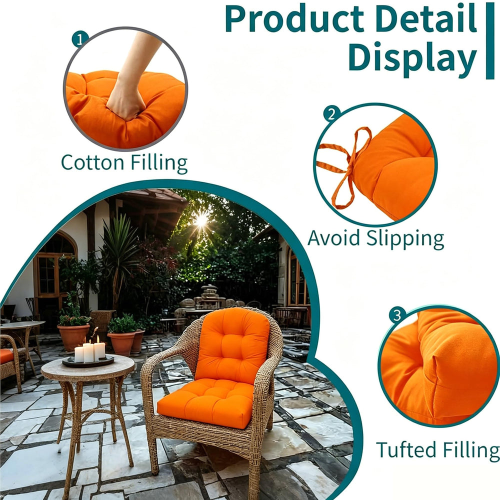 TESICA Orange Outdoor Wicker Seat Cushion close-up of fabric