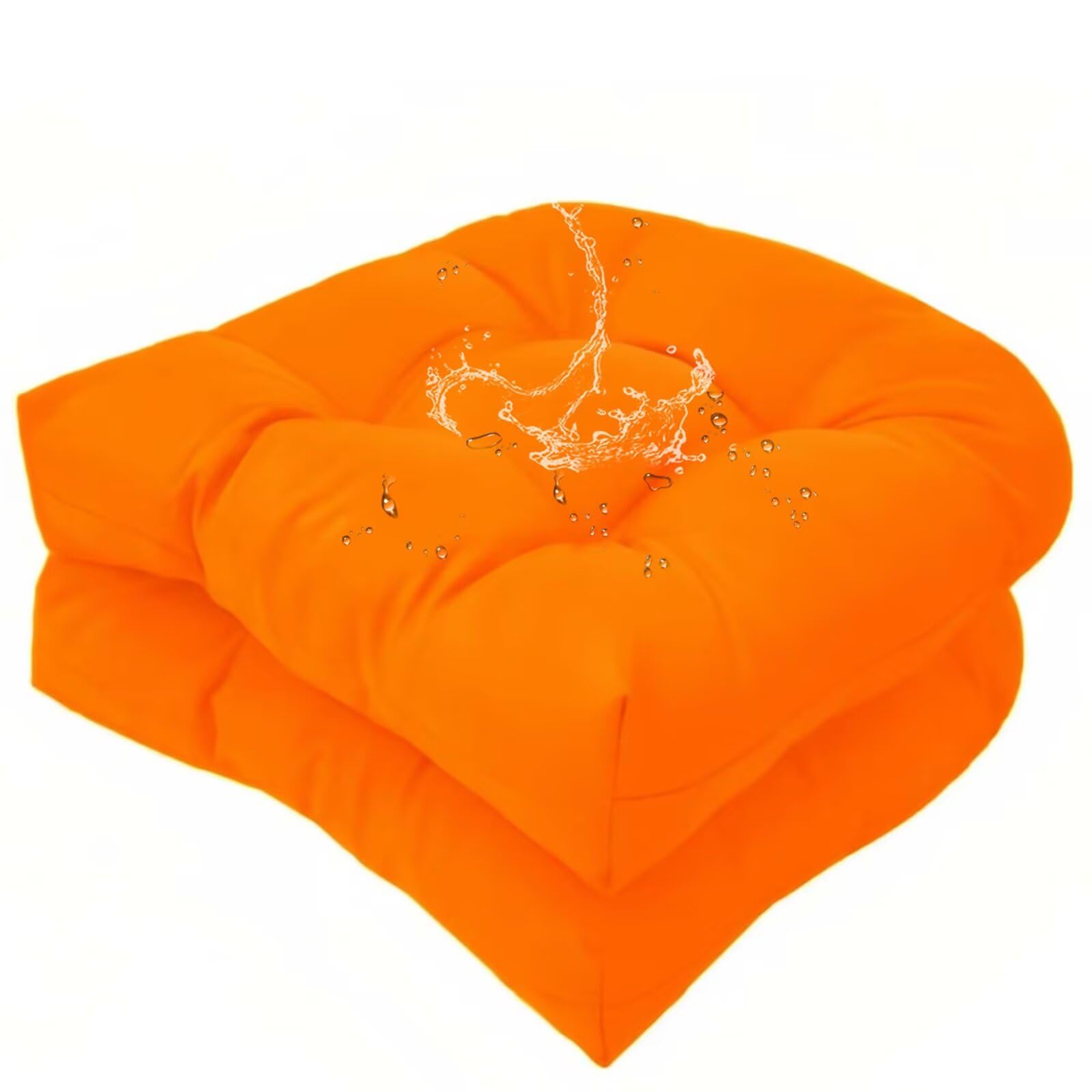 TESICA Orange Outdoor Wicker Seat Cushion front view