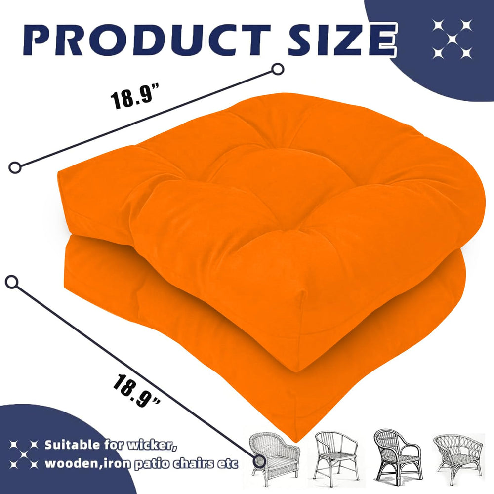TESICA Orange Outdoor Wicker Seat Cushion on patio chair