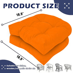 TESICA Orange Outdoor Wicker Seat Cushion on patio chair