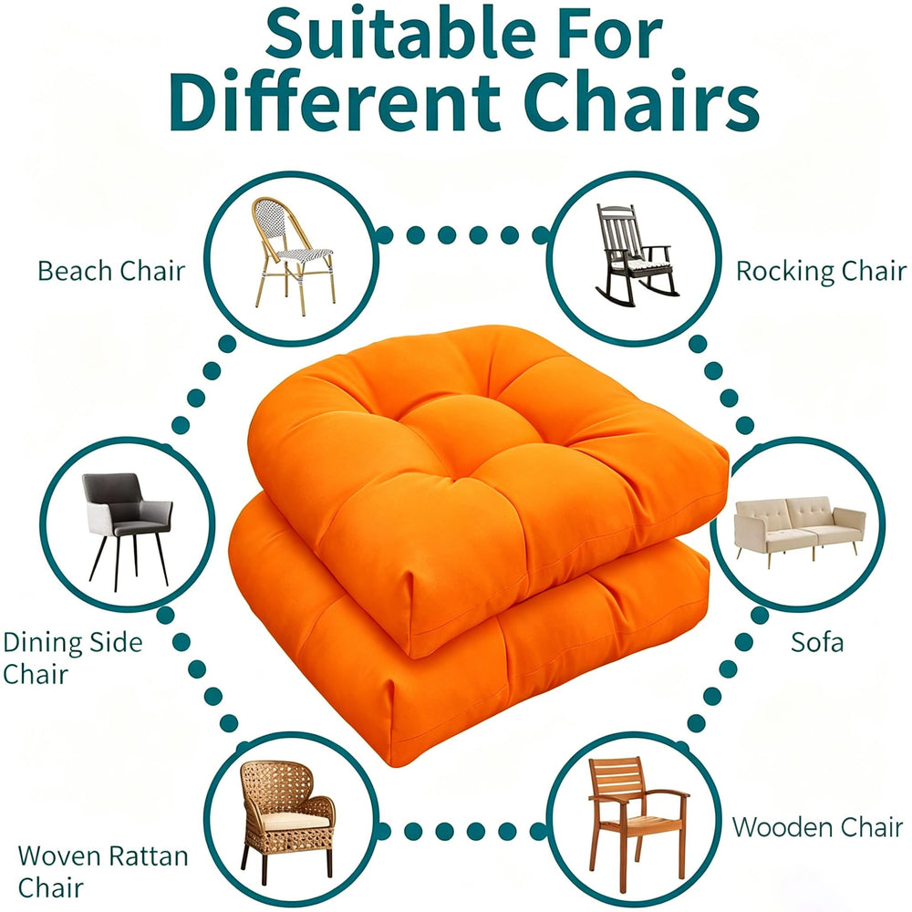 TESICA Orange Outdoor Wicker Seat Cushion vacuum packed