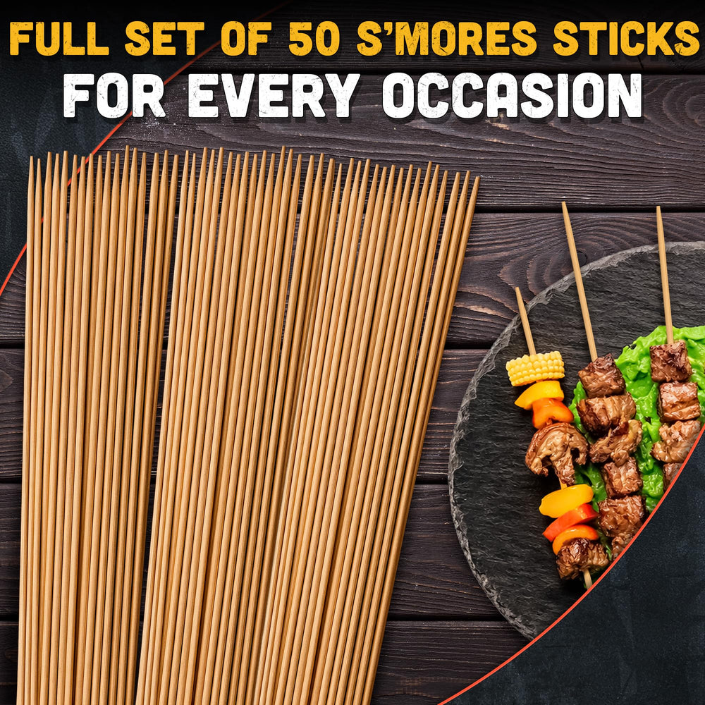 Tesorrio 50 Pcs Bamboo Smores Sticks pack side view
