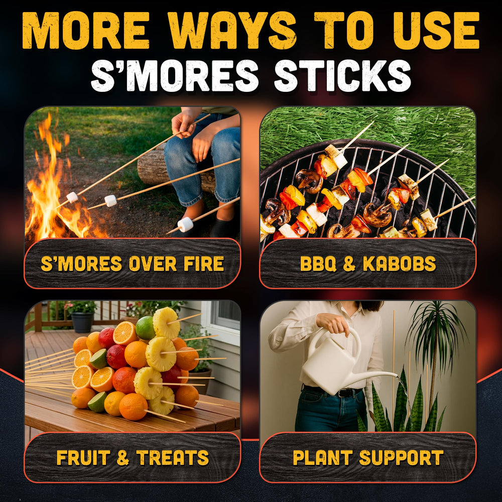 Tesorrio Bamboo Smores Sticks showing length compared to a baseball bat