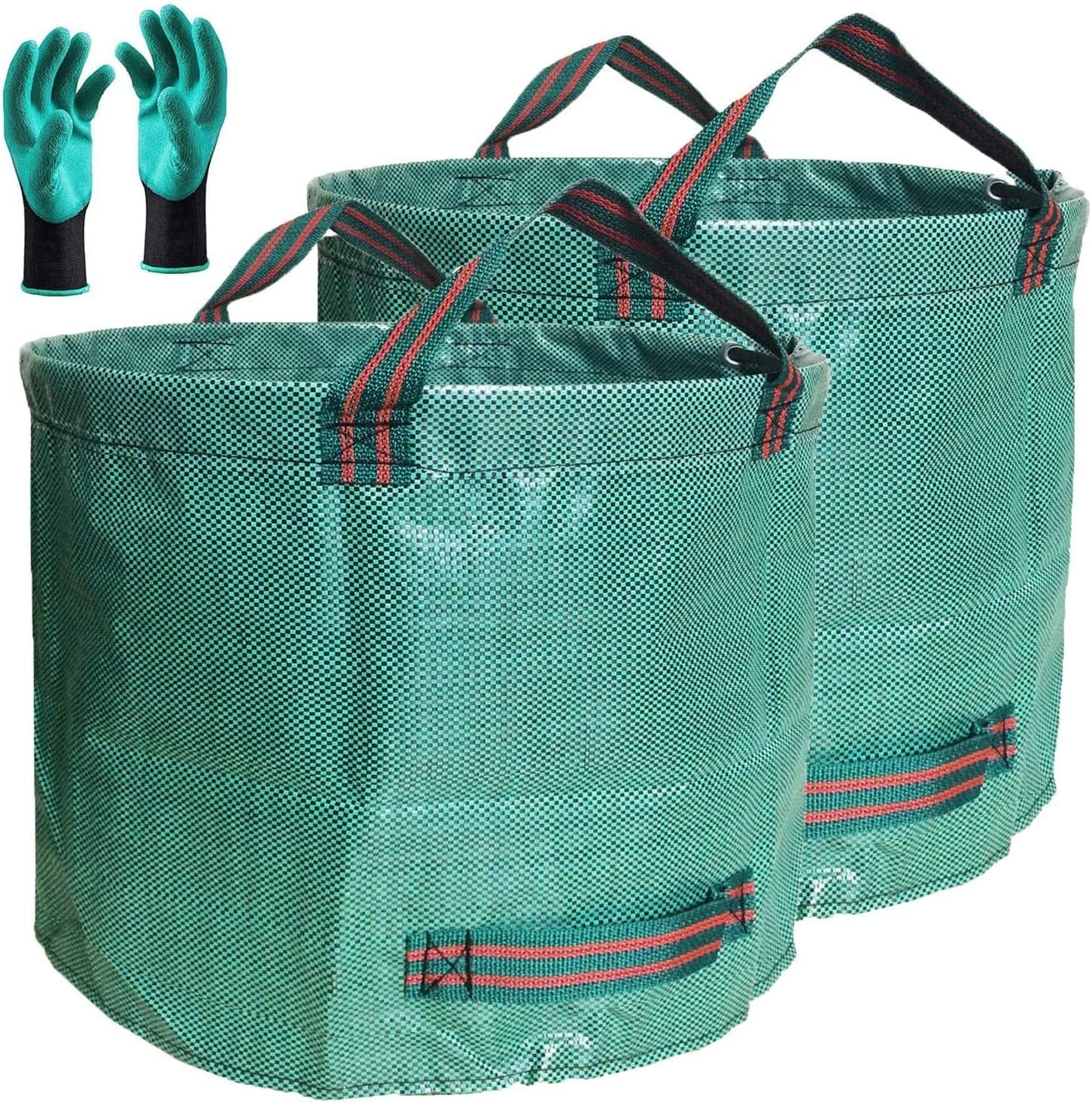 Tespher 137 Gallon Lawn Garden Bag front view, green