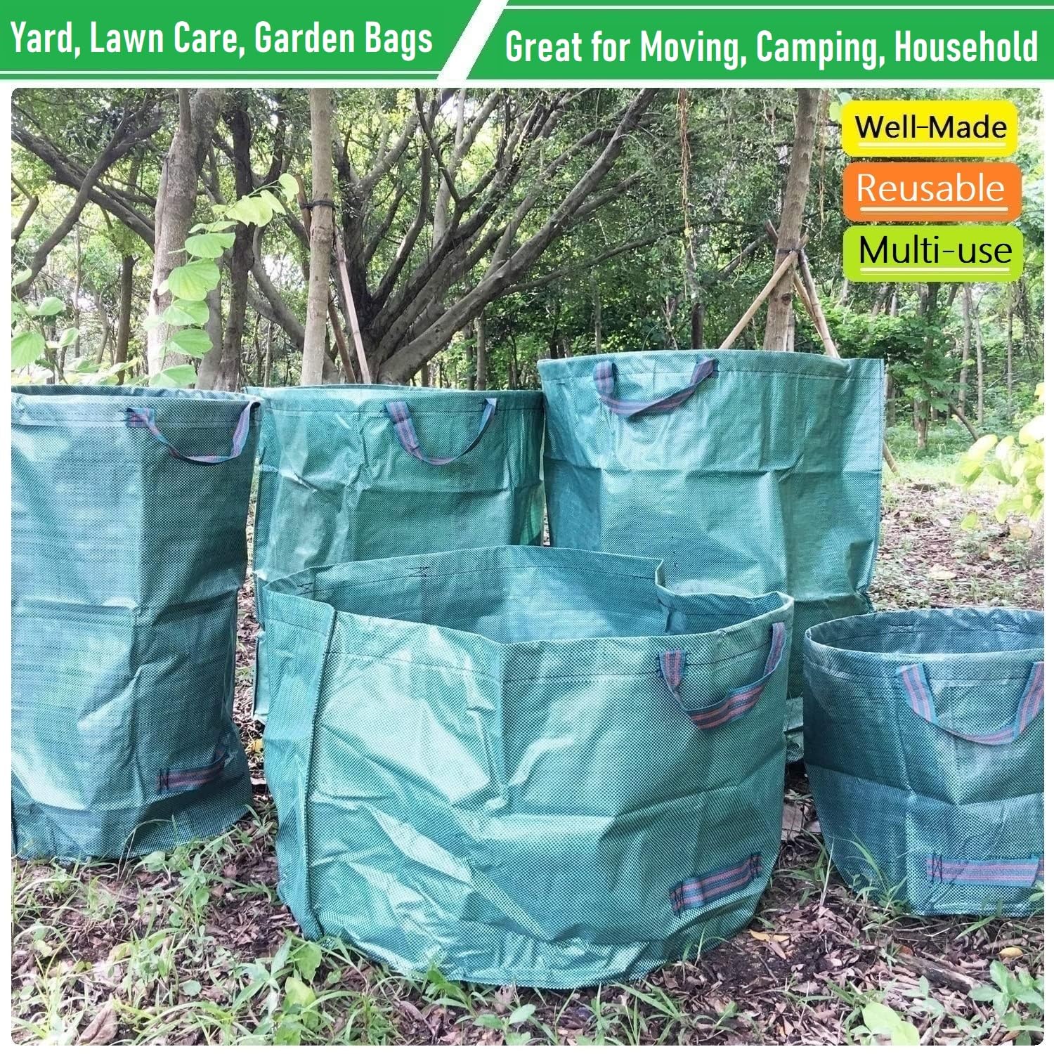 Tespher garden bag standing upright filled with leaves