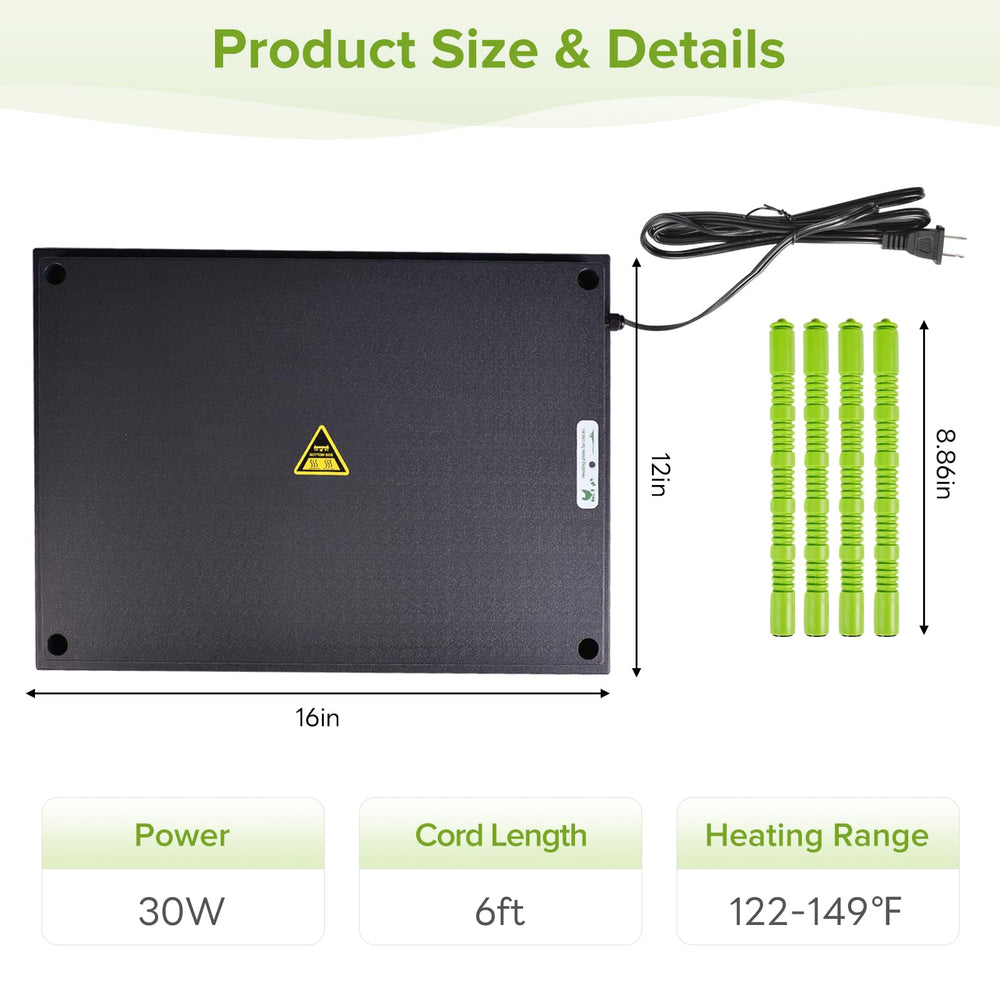 Tetuga Brooder Heat Plate side view with dimensions