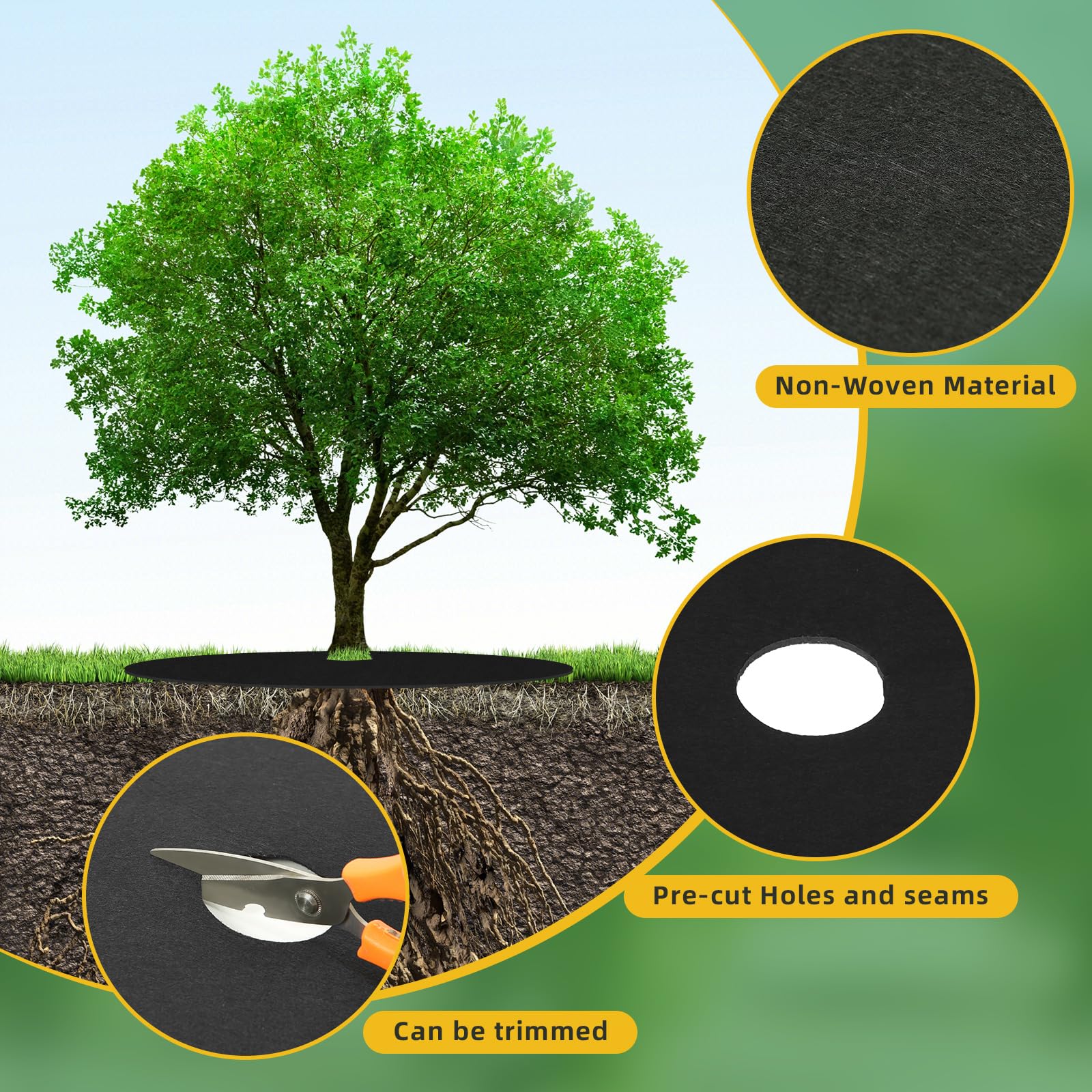Tezhile non woven tree ring installed around a tree