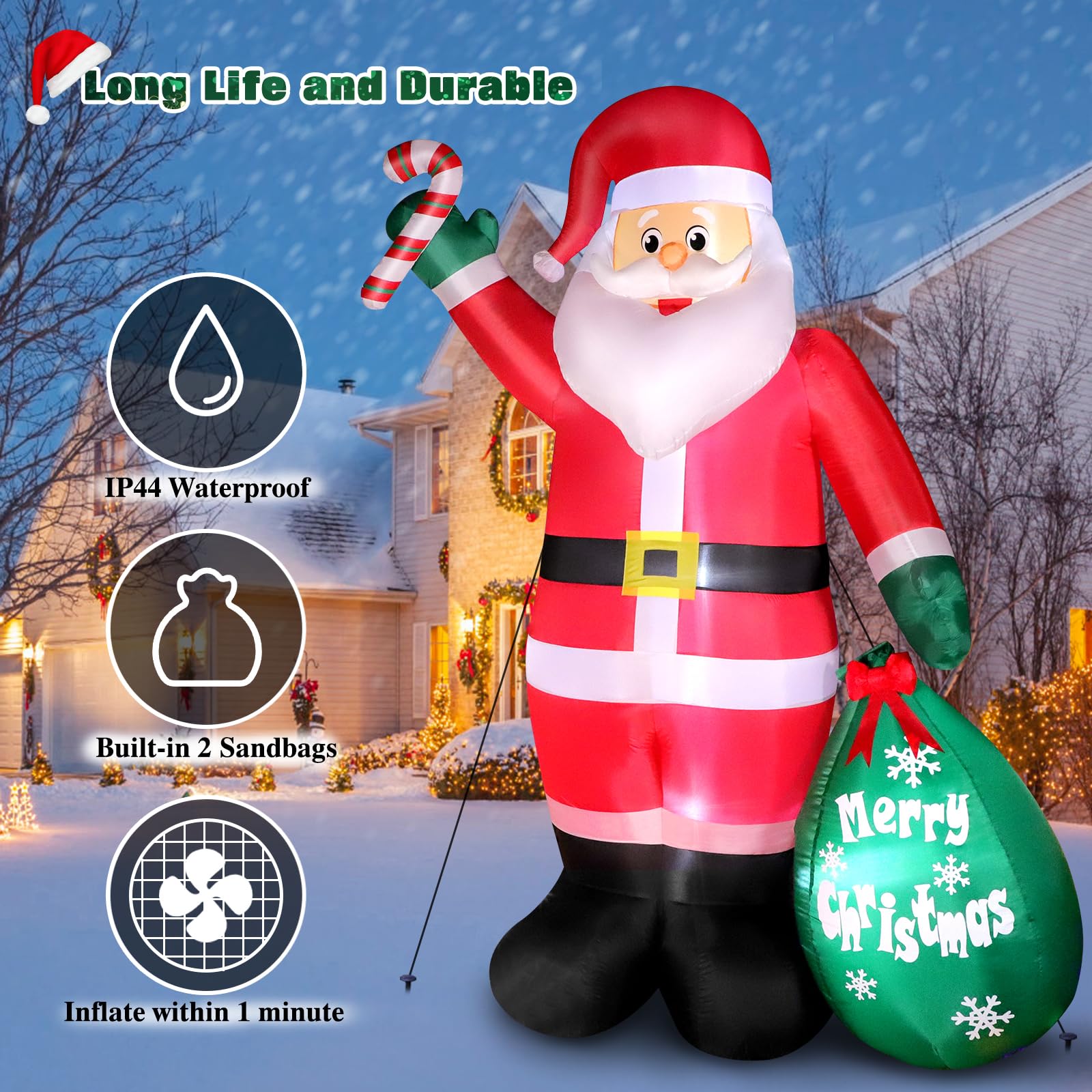 Thanger inflatable Christmas Santa in a garden setting