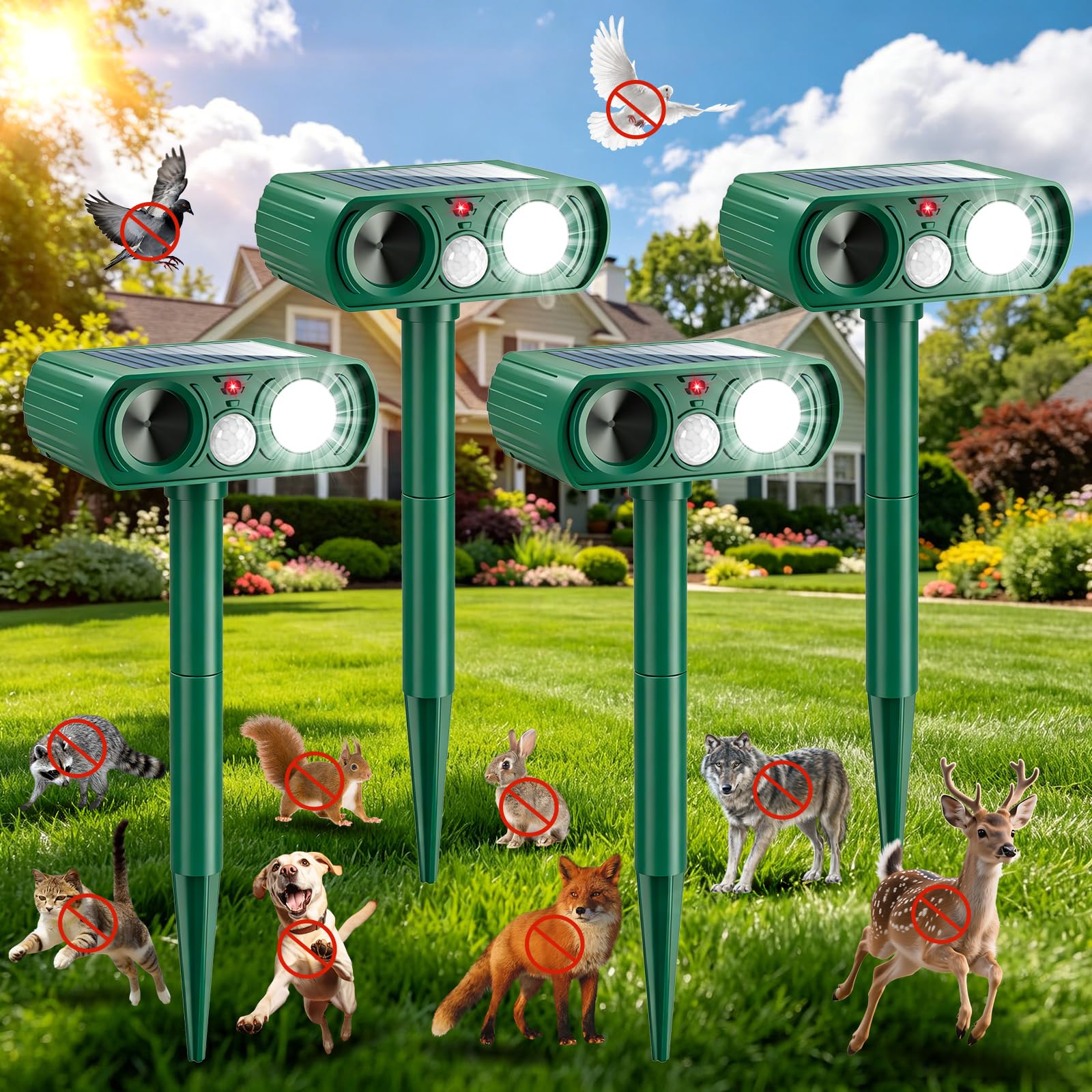 Thcritter Ultrasonic Solar Animal Repellent front view