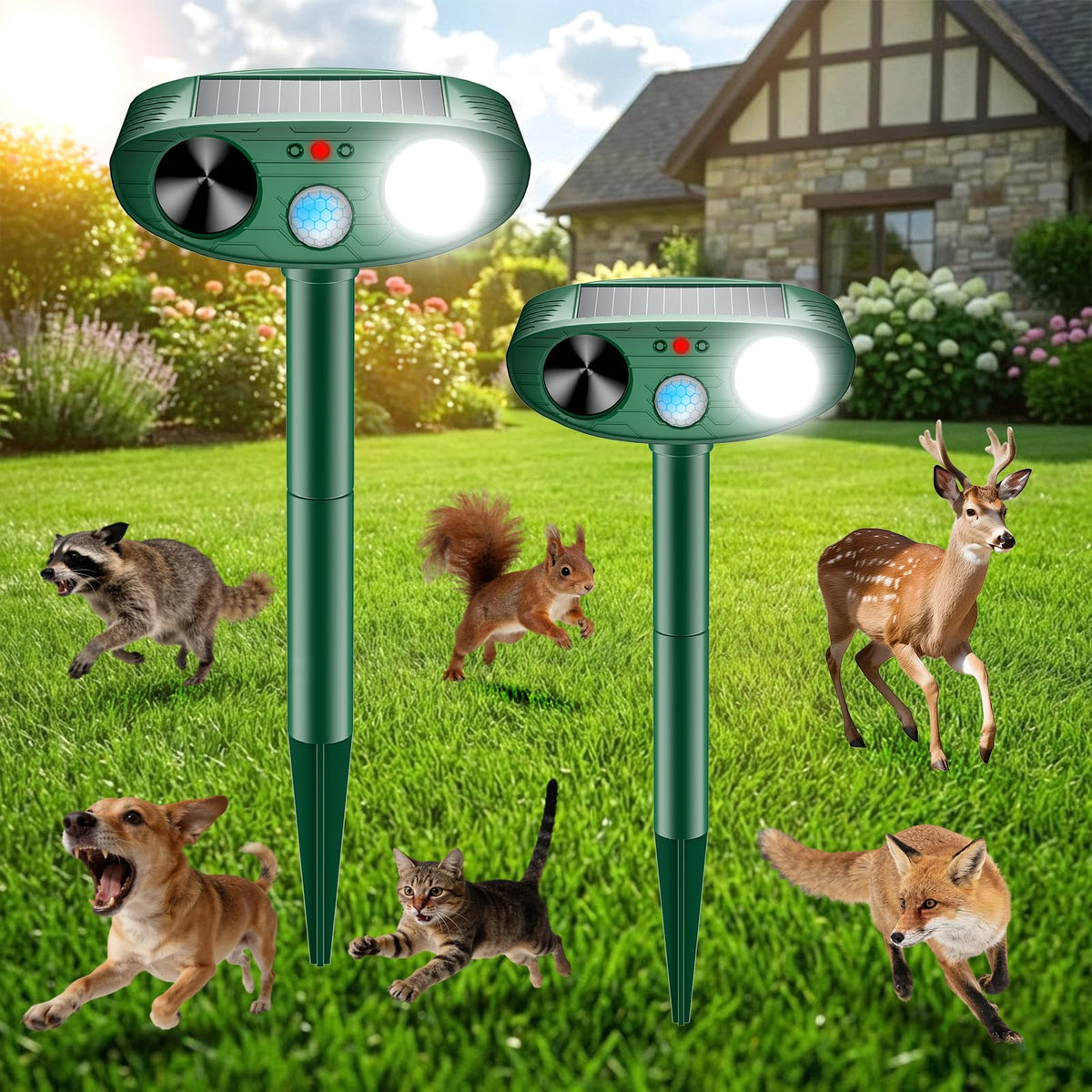 Thcritter Ultrasonic Solar Animal Repellent front view