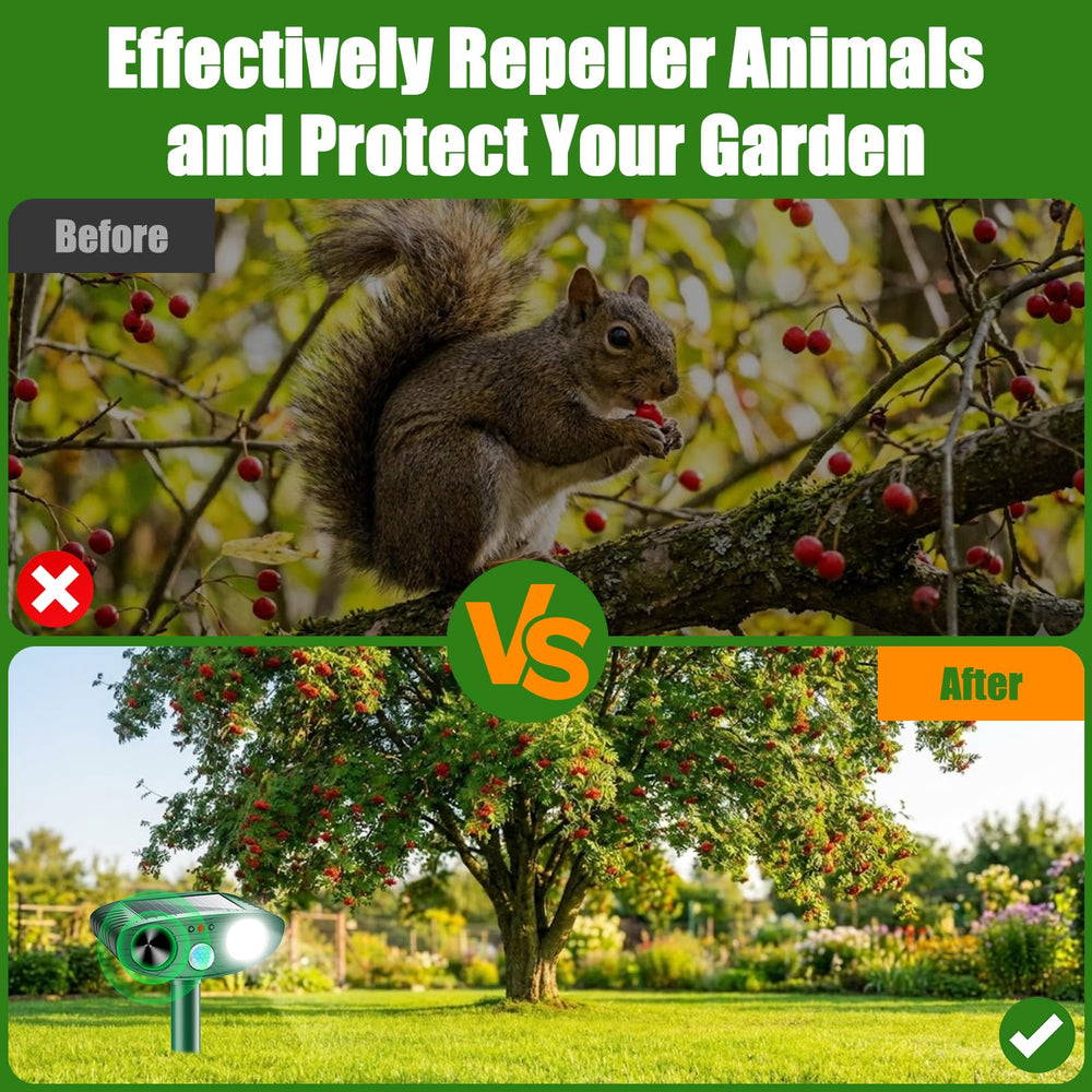 Thcritter Ultrasonic Solar Animal Repellent LED light close-up