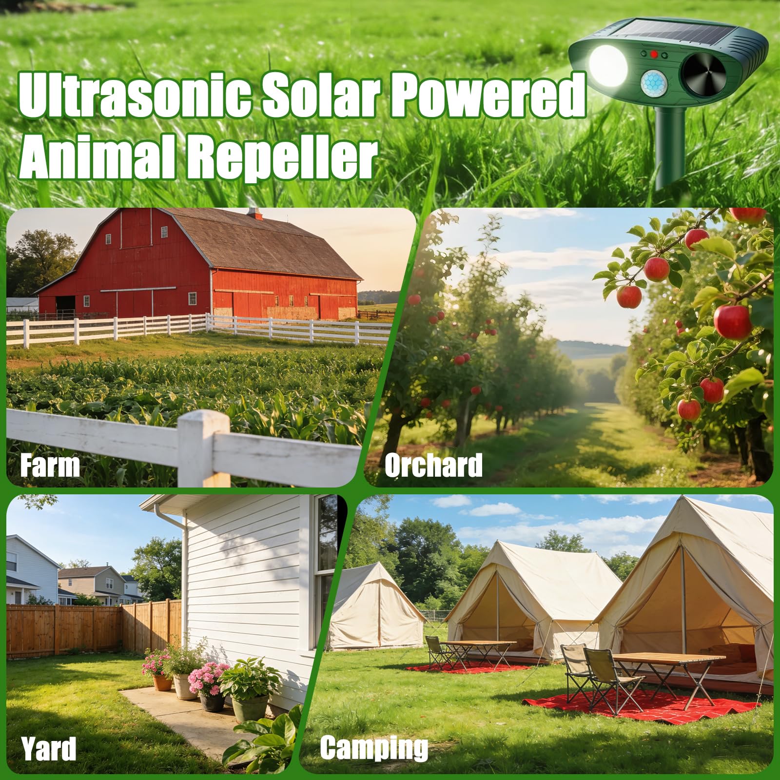 Thcritter Ultrasonic Solar Animal Repellent packaging