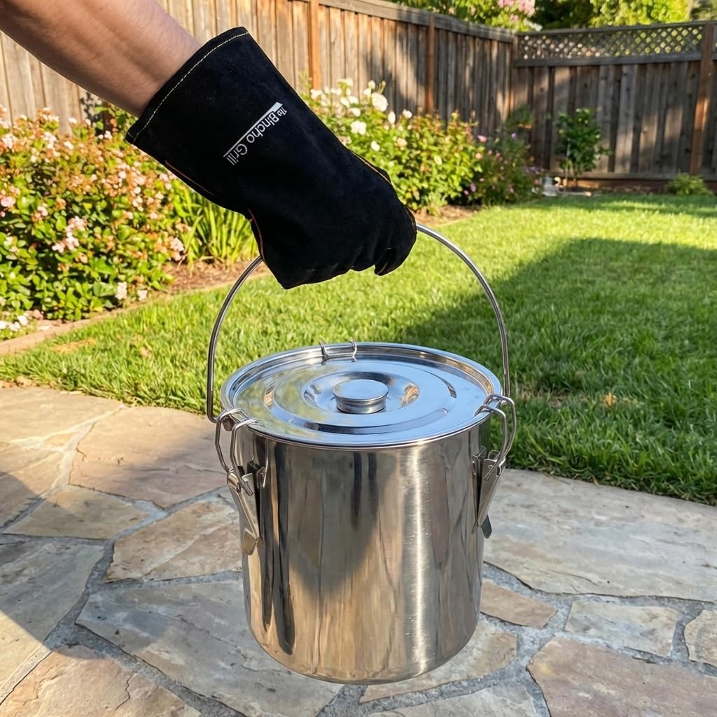 The Bincho Grill Charcoal Saver polished stainless steel finish